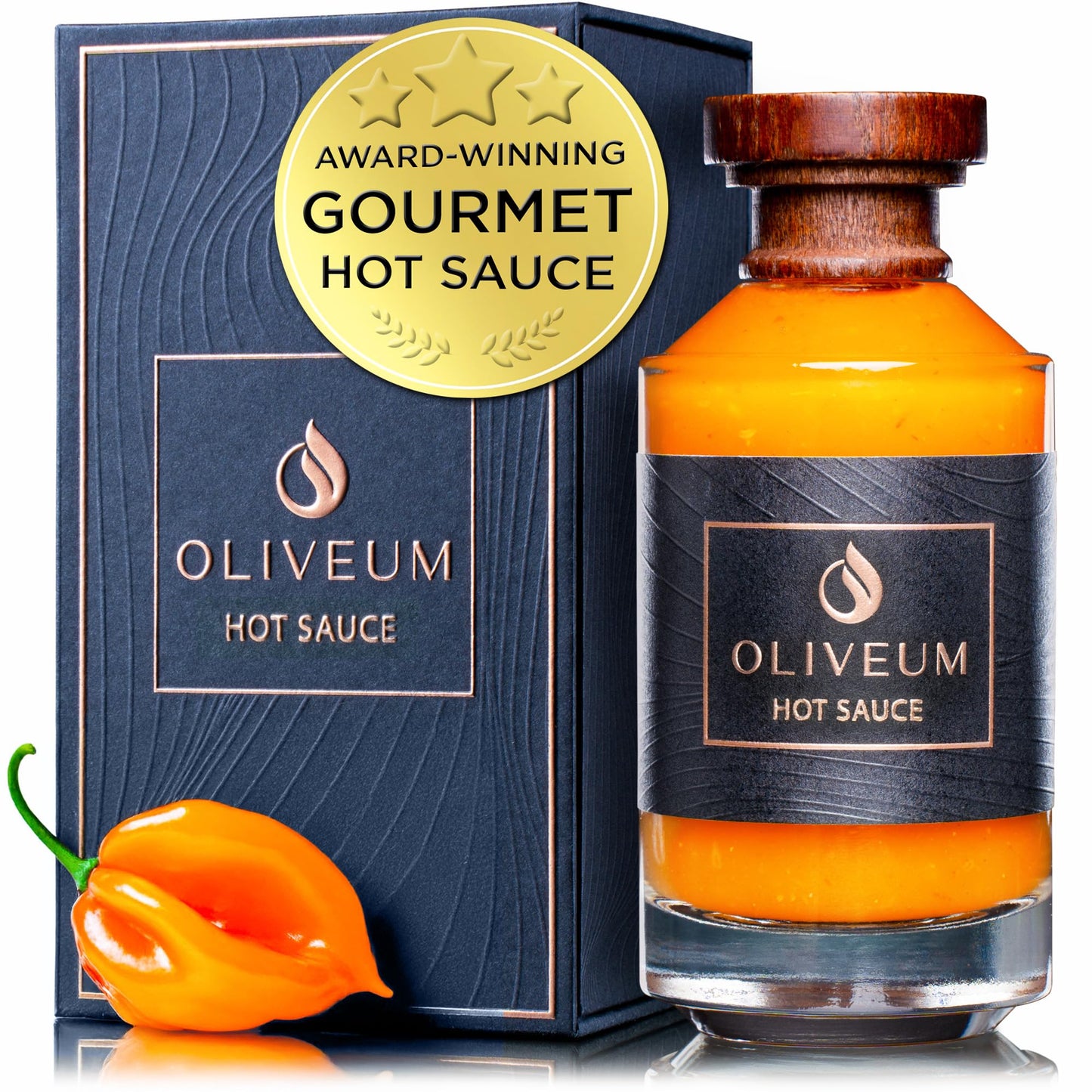 Oliveum Hot Sauce - Gourmet Medium Spice Organic Habanero Peppers