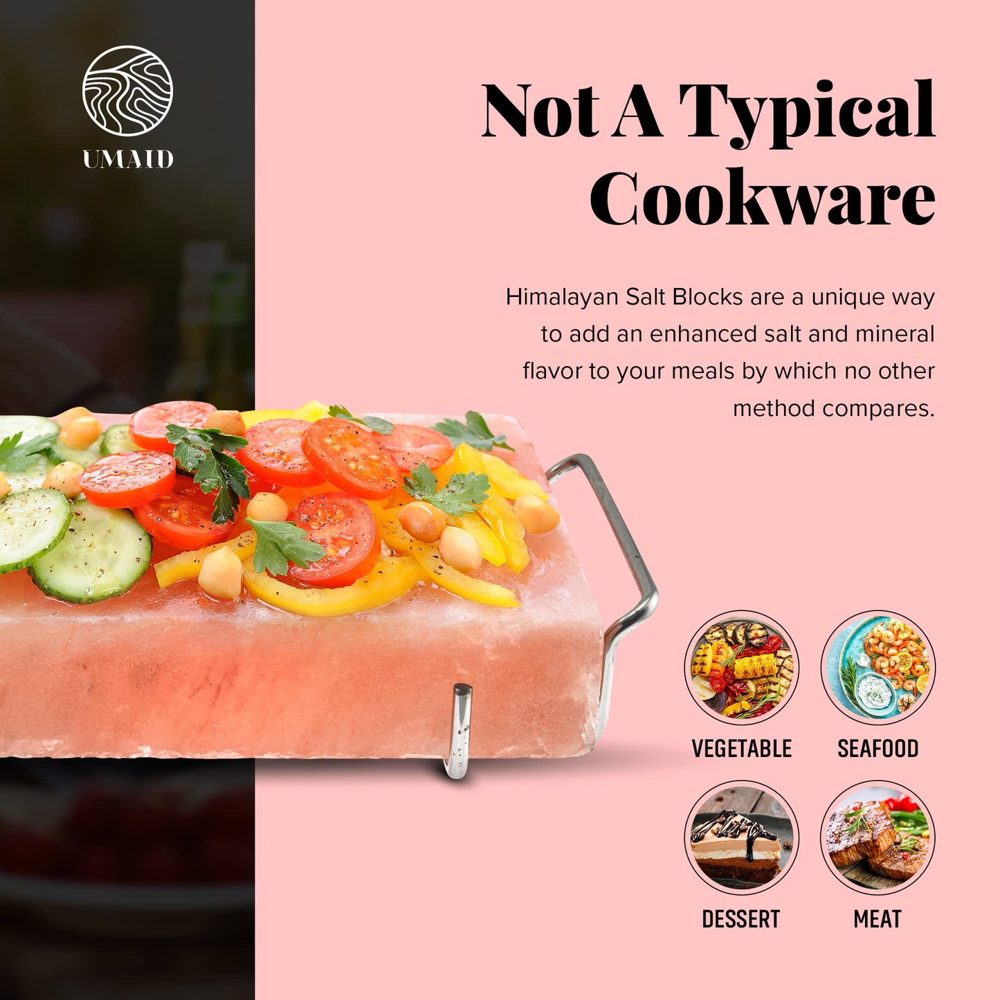 Himalayan Pink Salt Block for Grilling, Cooking, Cutting and Serving