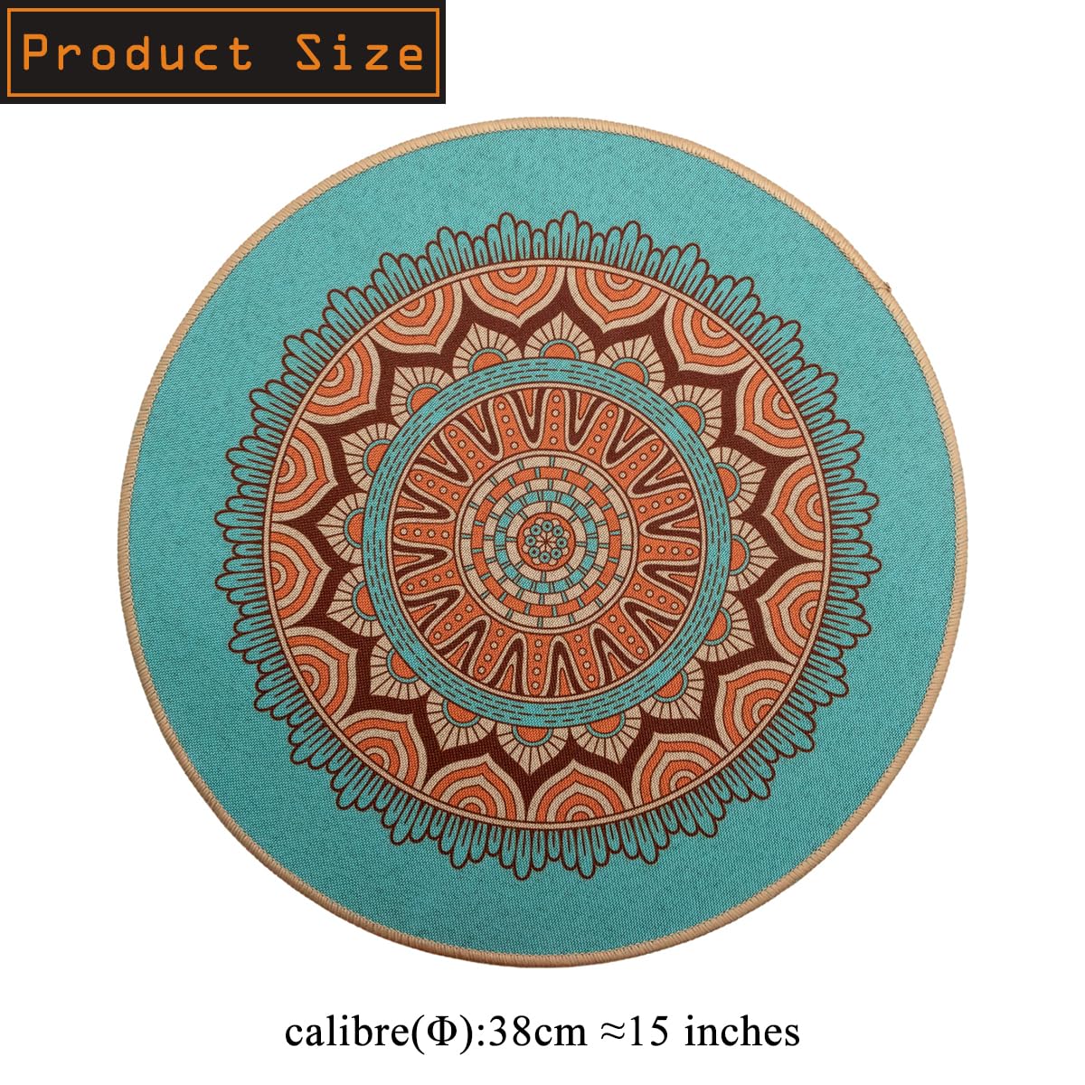 PIGCHCY Round Boho Placemats Set of 6, Rubber Heat Resistant Tabel Mats, Waterproof Washable Placemat for Dining Table Decoration (Teal)