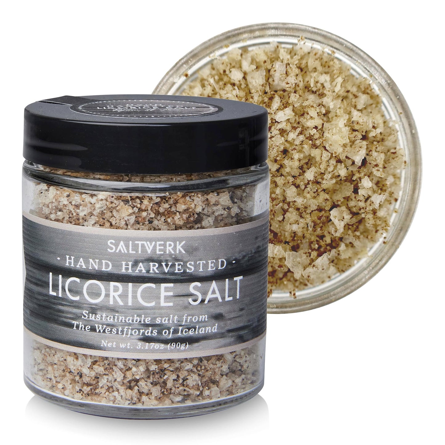 Saltverk Licorice Sea Salt - 3.17 Ounces Jar - Hand Harvested Gourmet - Sustainably Made