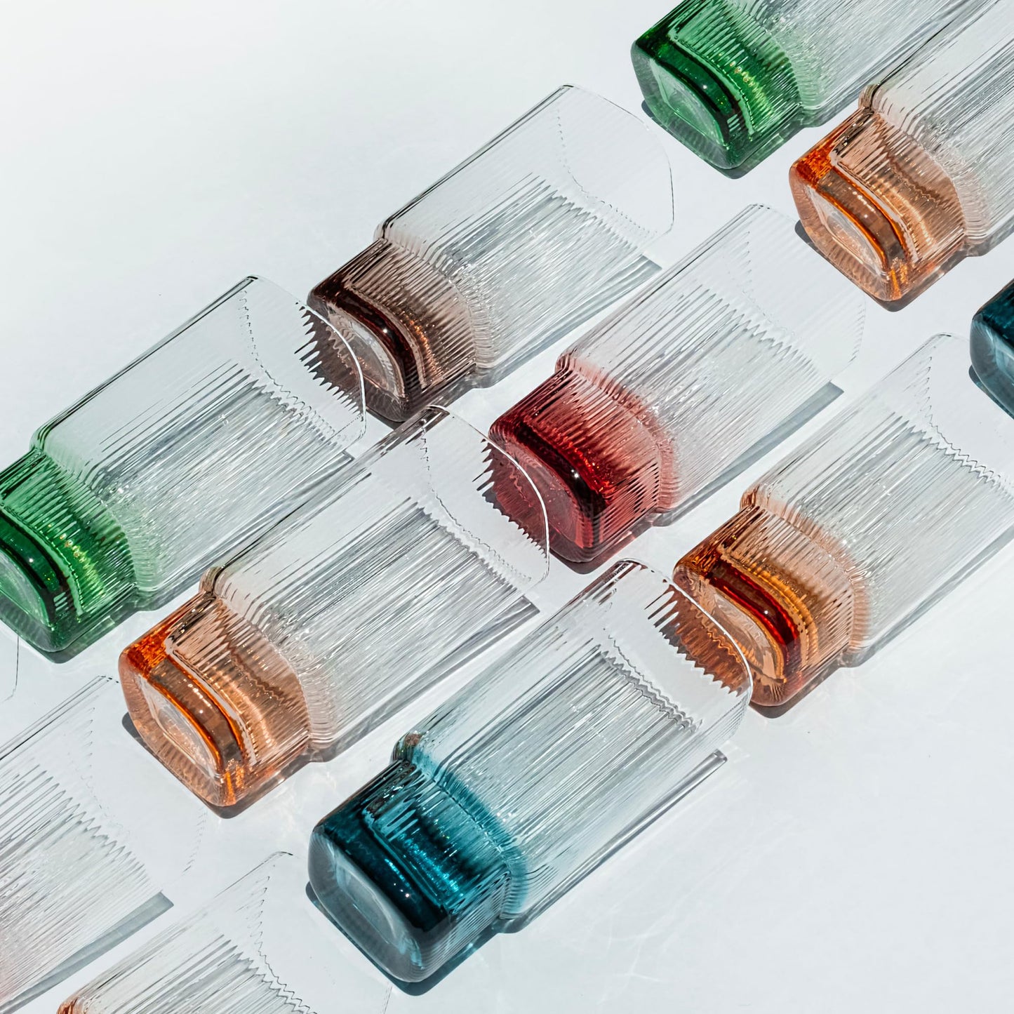 Saludi Highball Glasses - Multicolored Set of 6 - Copyright Design - Square and Architectural
