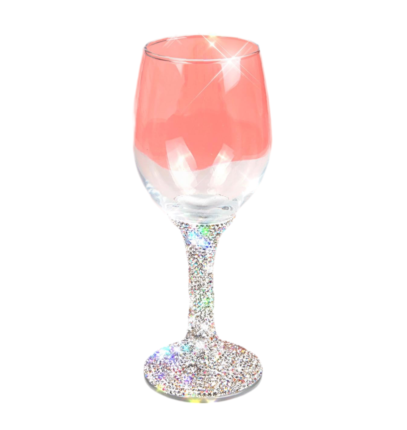 TISHAA Bling Wine Glass All Purpose, Bedazzled Rhinestone Diamond Wine Glasses, Dazzling Glam Decor Red and White Wine Glasses for Wedding Christmas Thanksgiving, (White)