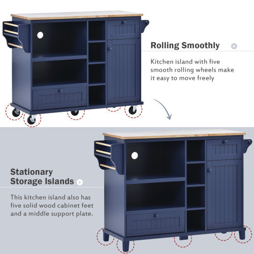 Kitchen Island Cart With Storage Cabinet and Two Locking Wheels