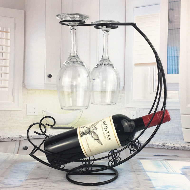 Curbed European Wine Holder with Space for 2 Glasses