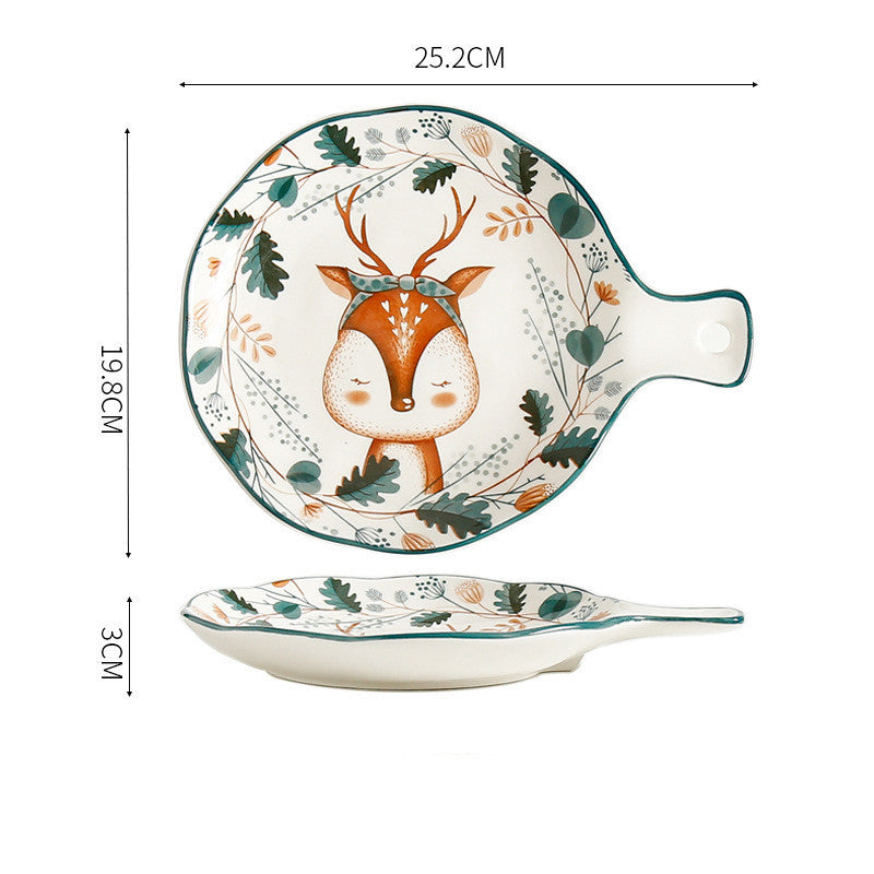 Underglaze Hand Painted Elk Christmas Ceramic Tableware Set