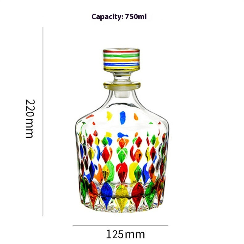 Colorful Handpainted Spirits or Wine Decanter Bottle