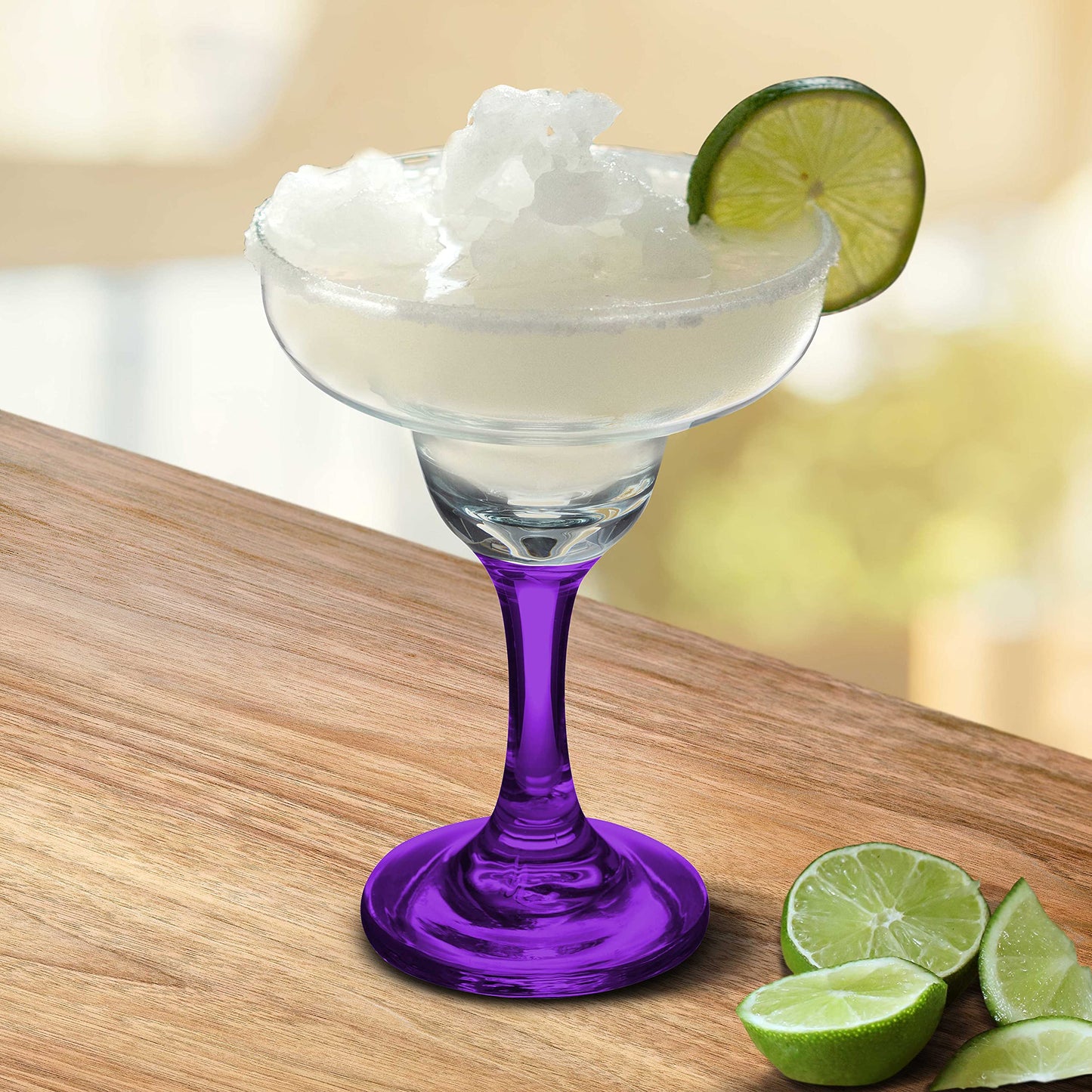 DISCOUNT PROMOS 10 Margarita Glasses Set, 9 oz. - Classic, Smooth, Barware, Glassware - Purple