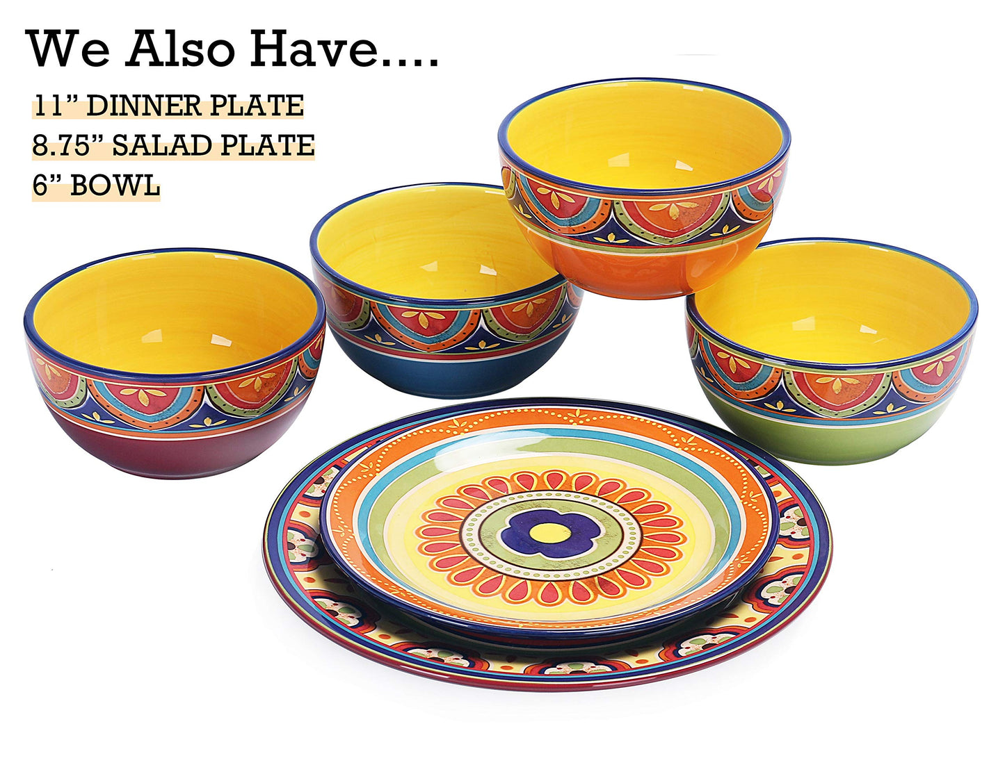 Bico Tunisian Ceramic 11” Dinner Plates (Set of 4)