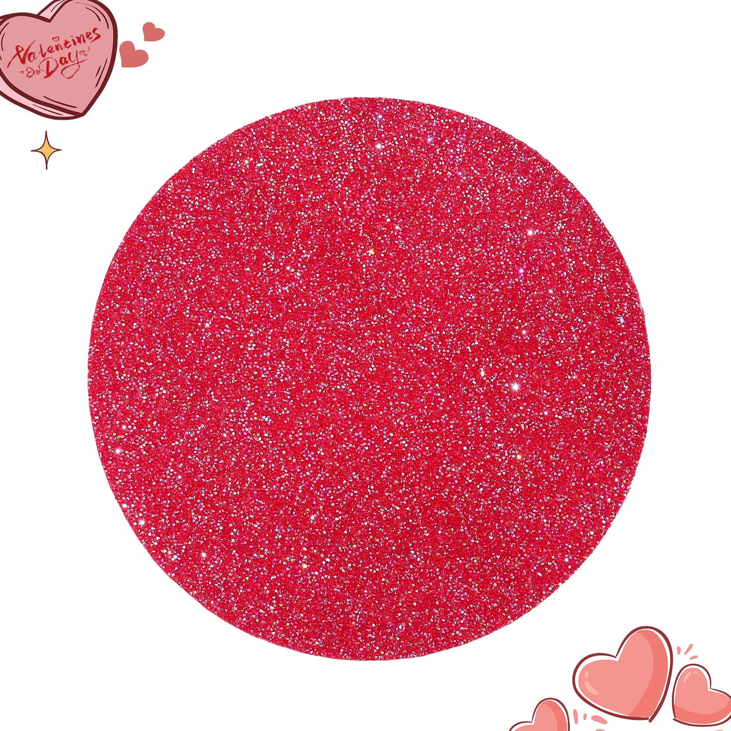 Cumouna Placemat with Red Rhinestones Round Glitter Decoration Table Mat for Valentine Holiday New Year Centerpiece Kitchen Table Party Tableware Decor 15 Inches (Red AB, 1 Piece)