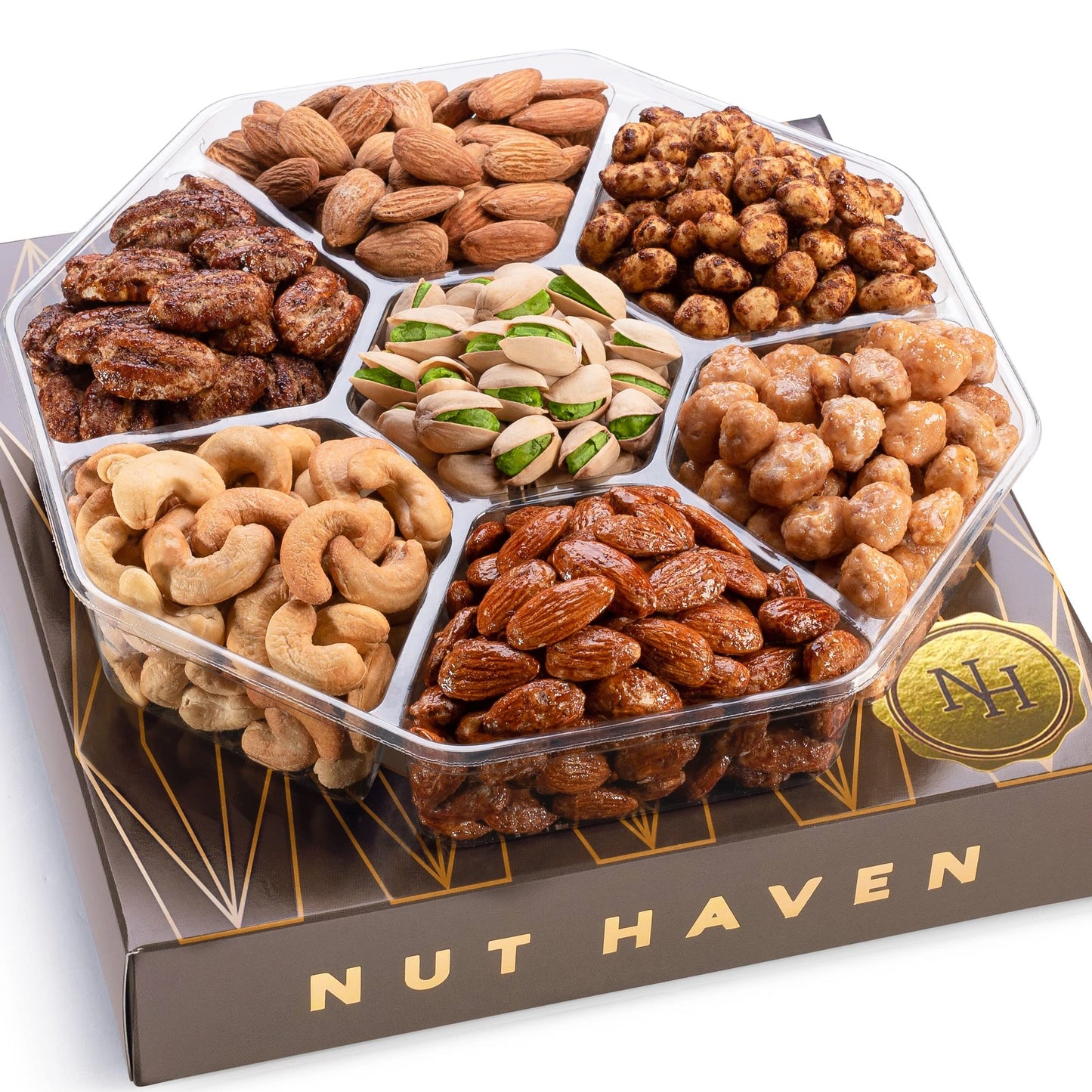 Nut Haven Nuts Gift Basket - Assortment of Sweet and Roasted Salted Gourmet Nuts - Assorted Food Gift Box for Christmas, Thanksgiving, Father’s Day, Mother’s Day, Family, Sympathy