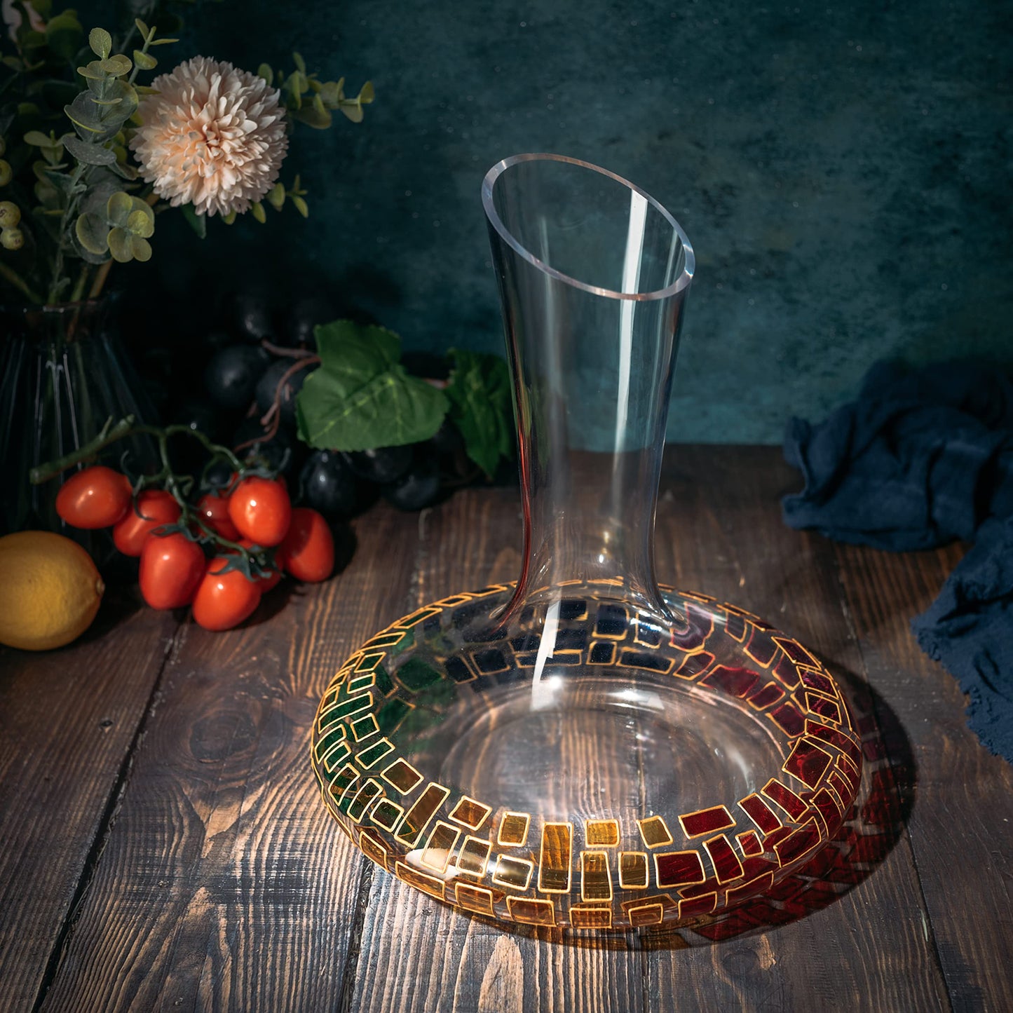 Wine Savant Artisanal Renaissance Stained Glass Windows Wine Decanter