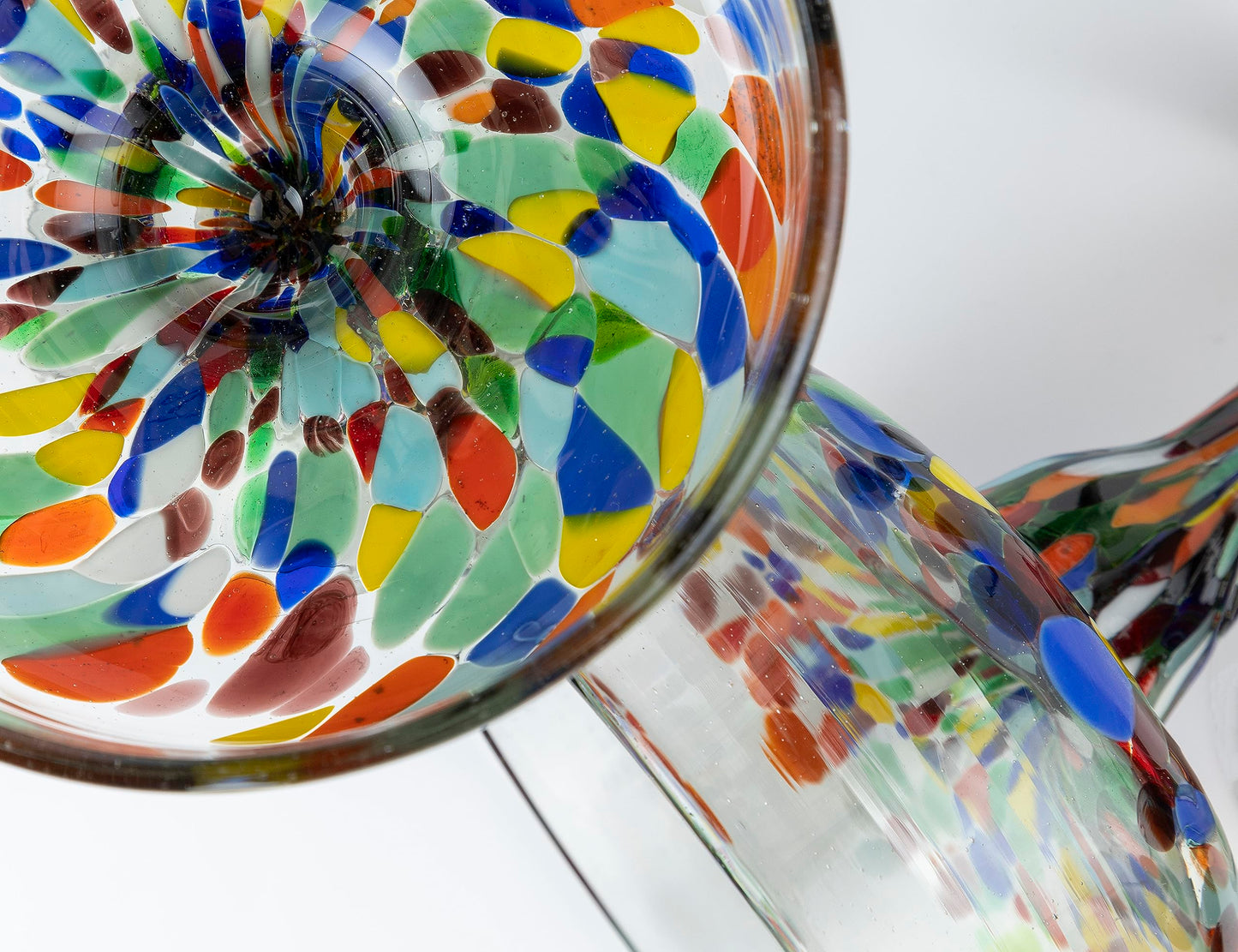 16 oz Hand Blown Mexican Margarita Glasses Set of 2 - Confetti
