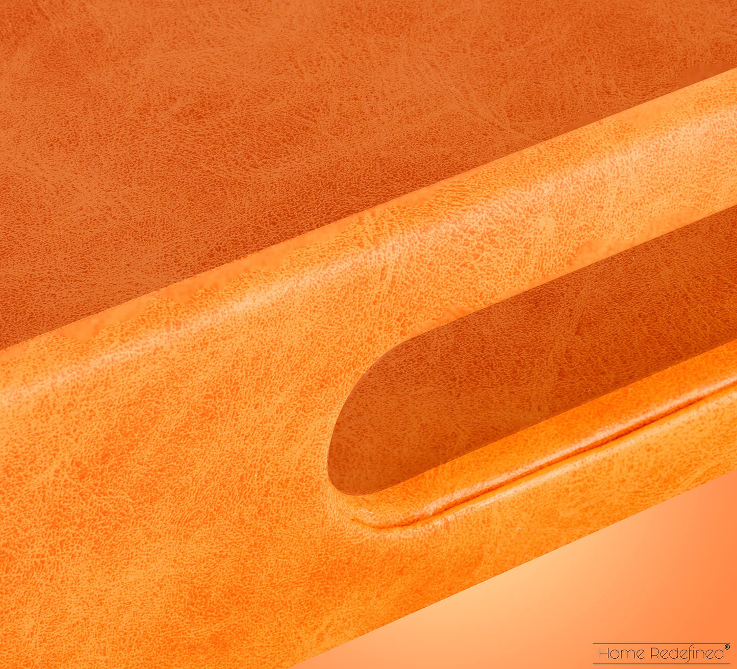 Home Redefined Beautiful Modern Elegant 18"x12" Rectangle Orange Faux Leather Decorative Tray Ottoman Coffee Table Perfume Living Room Kitchen Serving Tray with Handles for All Occasion's