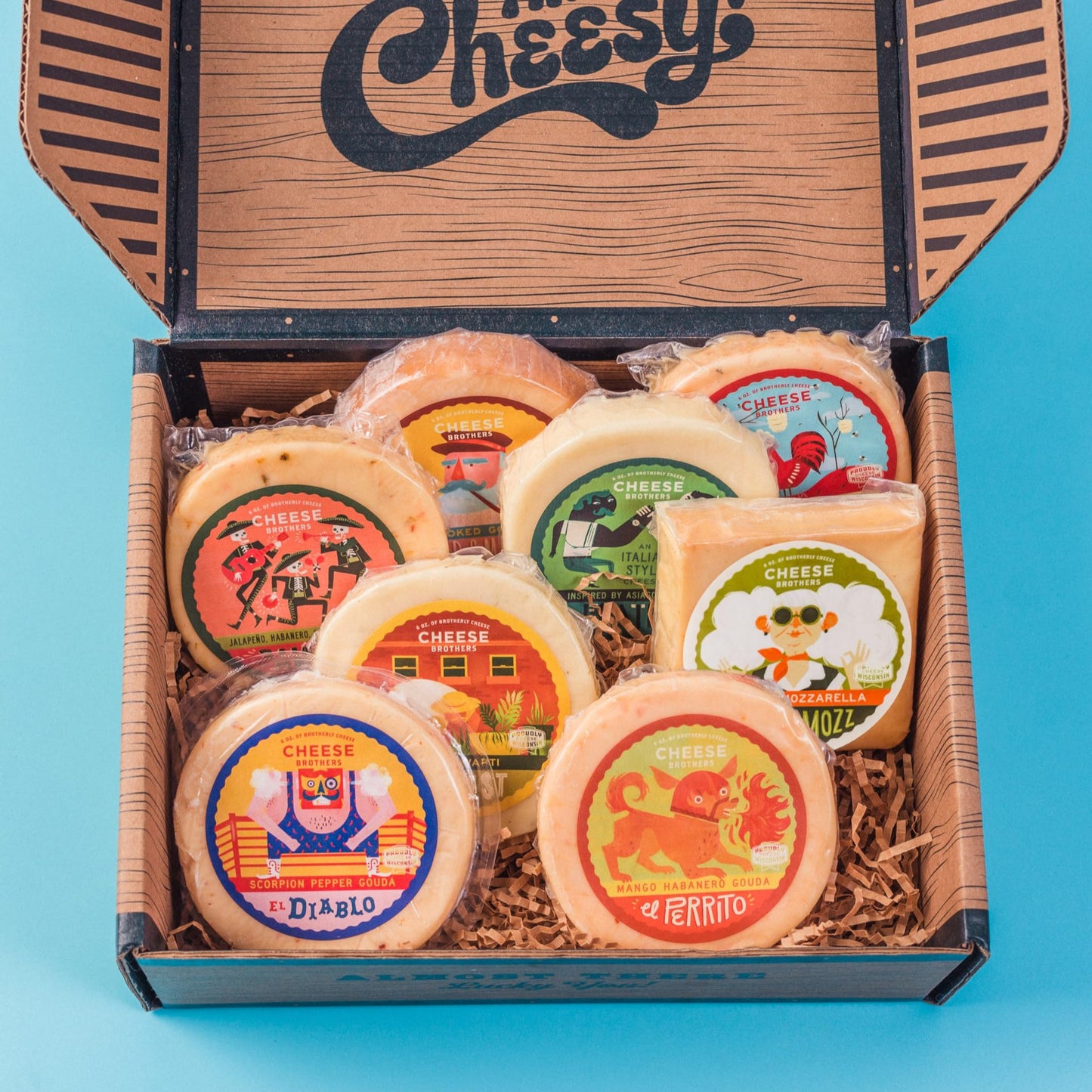 Cheese Bros. Brotherhood Gift Box, Fresh from Wisconsin, Assorted Gouda, Havarti, Mozzarella and Fratello