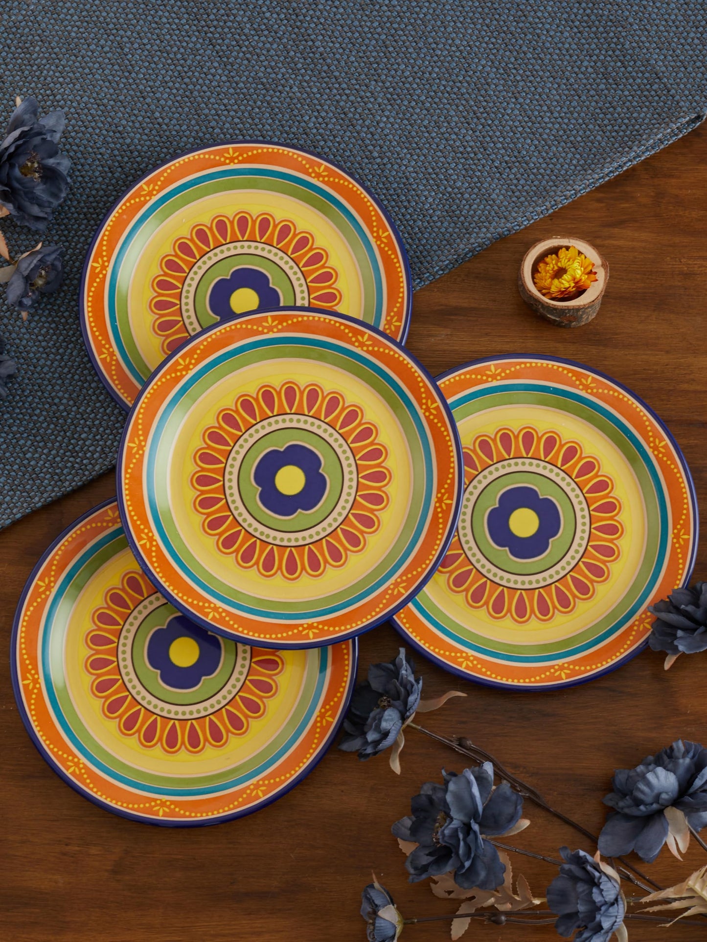 Bico Tunisian Salad Plates Set of 4, Ceramic, 8.75 inch, Microwave & Dishwasher Safe