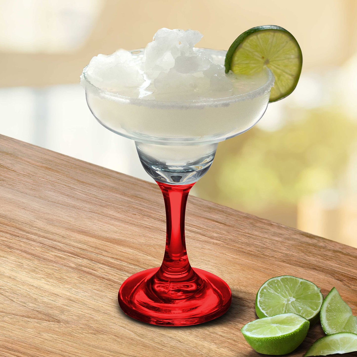 DISCOUNT PROMOS 10 Margarita Glasses Set, 9 oz. - Classic, Smooth, Barware, Glassware - Red