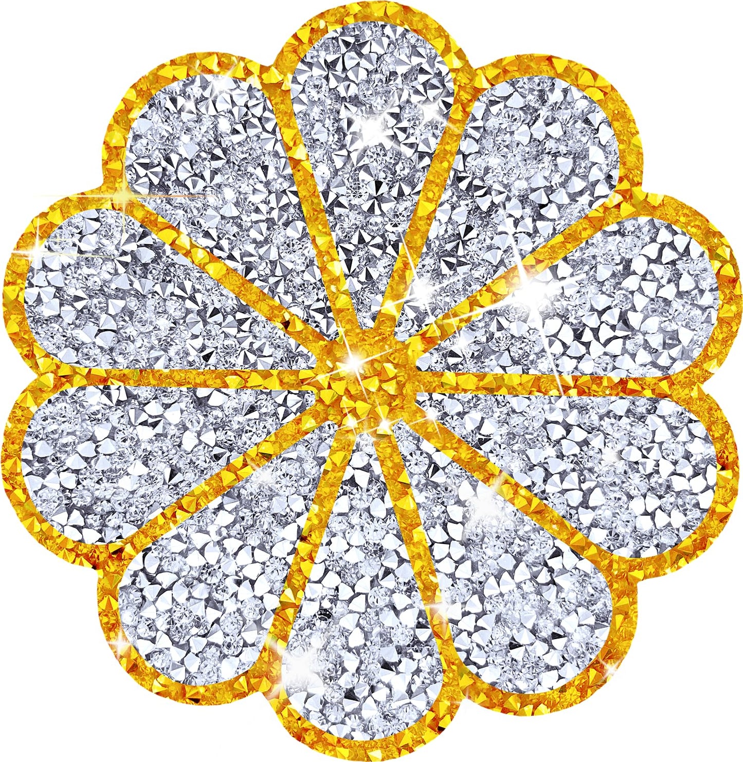 Washable Waterproof Diamond Circle Placemats for Round Tablescape Decor for Dinner and Kitchen Bling Placemats for Weddings & Special Events (Yellow)
