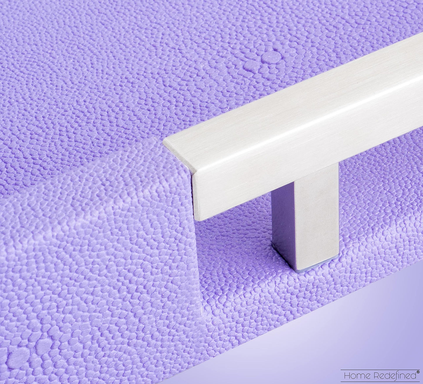 Modern Elegant 18"x12" Rectangle Purple Lavender Shagreen Faux Leather Decorative Tray Ottoman Coffee Table Perfume Living Room Kitchen Serving Tray with Silver Metal Handles by Home Redefined