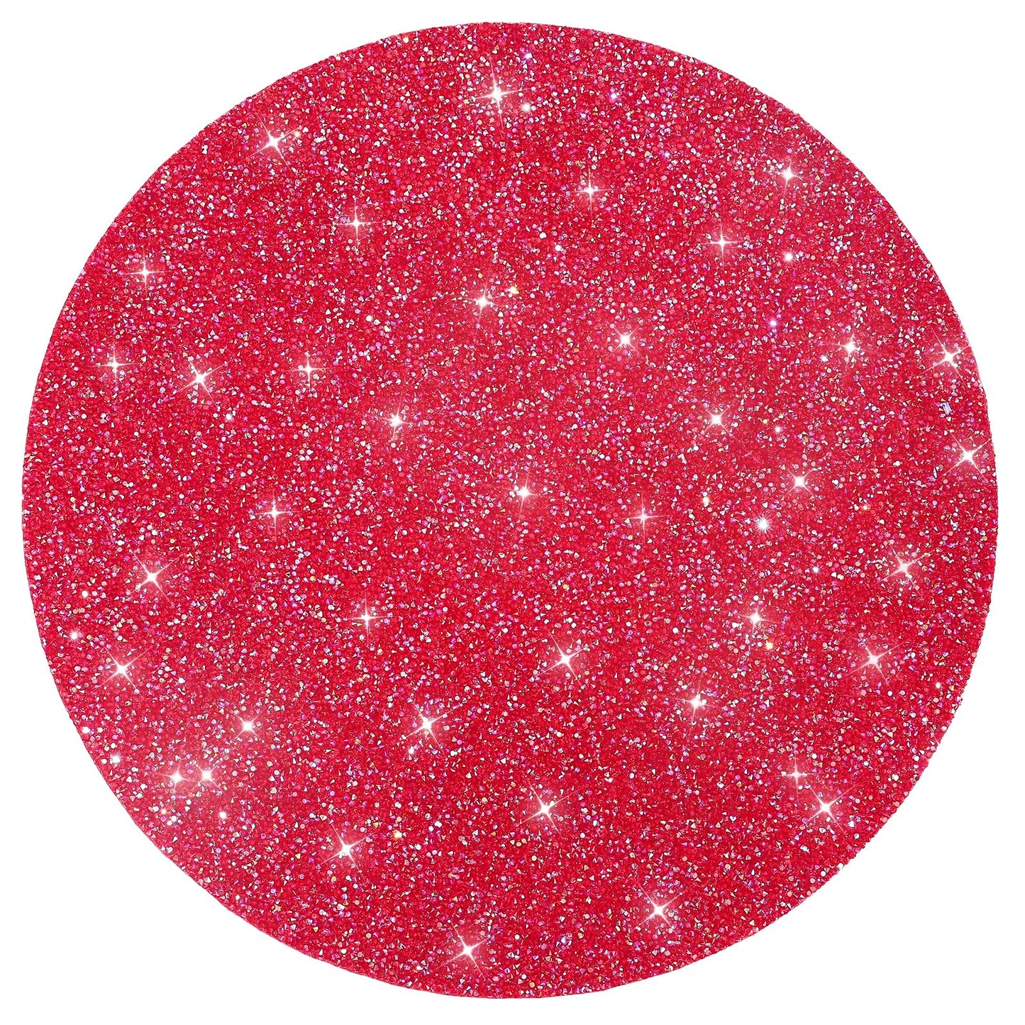 Cumouna Placemat with Red Rhinestones Round Glitter Decoration Table Mat for Valentine Holiday New Year Centerpiece Kitchen Table Party Tableware Decor 15 Inches (Red AB, 1 Piece)