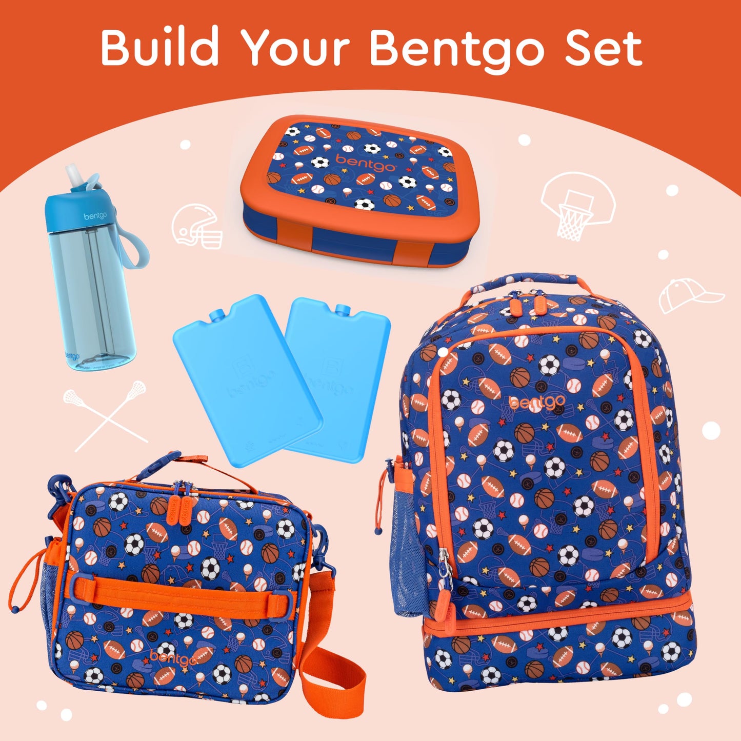 Sports Theme Kids Leak-Proof, 5-Compartment Bento-Style Kids Lunch Box - Ideal Portion Sizes for Ages 3-7, Durable, Drop-Proof, Dishwasher Safe, & Made with BPA-Free Materials (Sports)