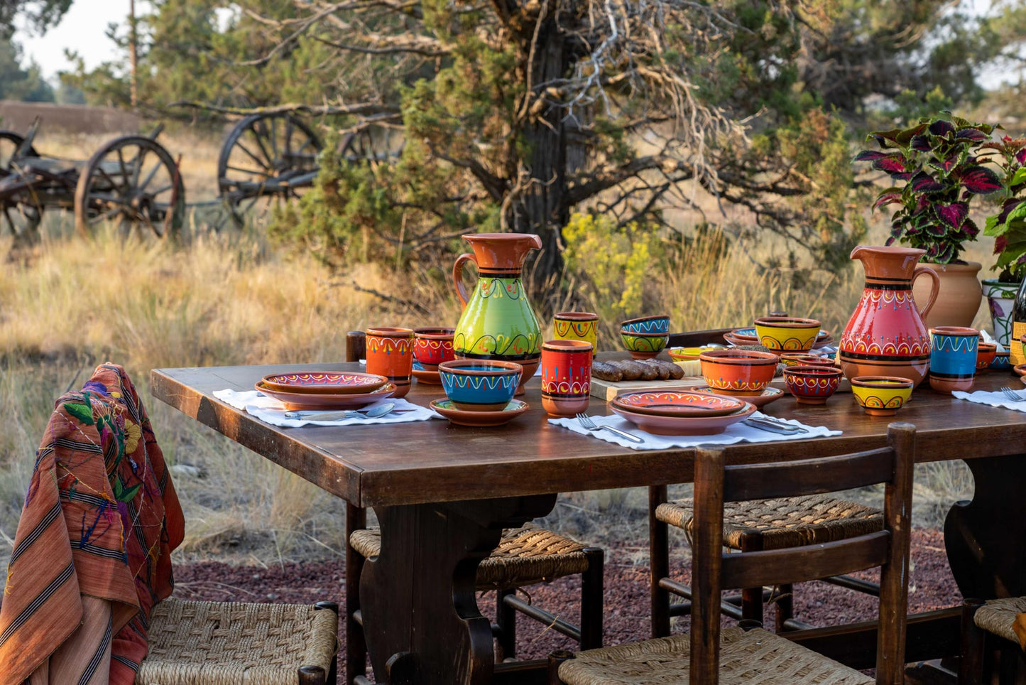 Cactus Canyon Ceramics Spanish Terracotta 5-Piece Small Dinner Plate Set (European Size), Multicolor