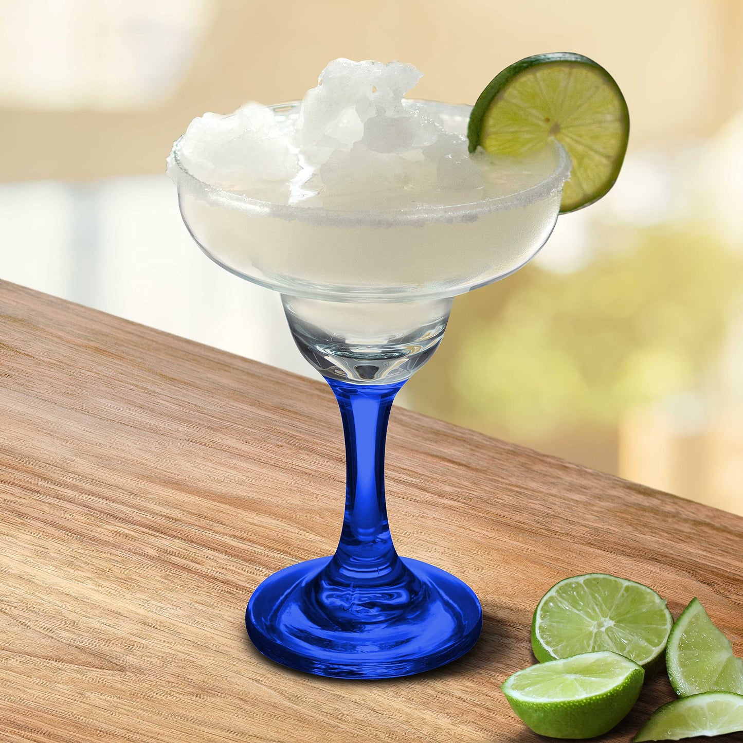 DISCOUNT PROMOS 10 Margarita Glasses Set, 9 oz. - Classic, Smooth, Barware, Glassware - Blue