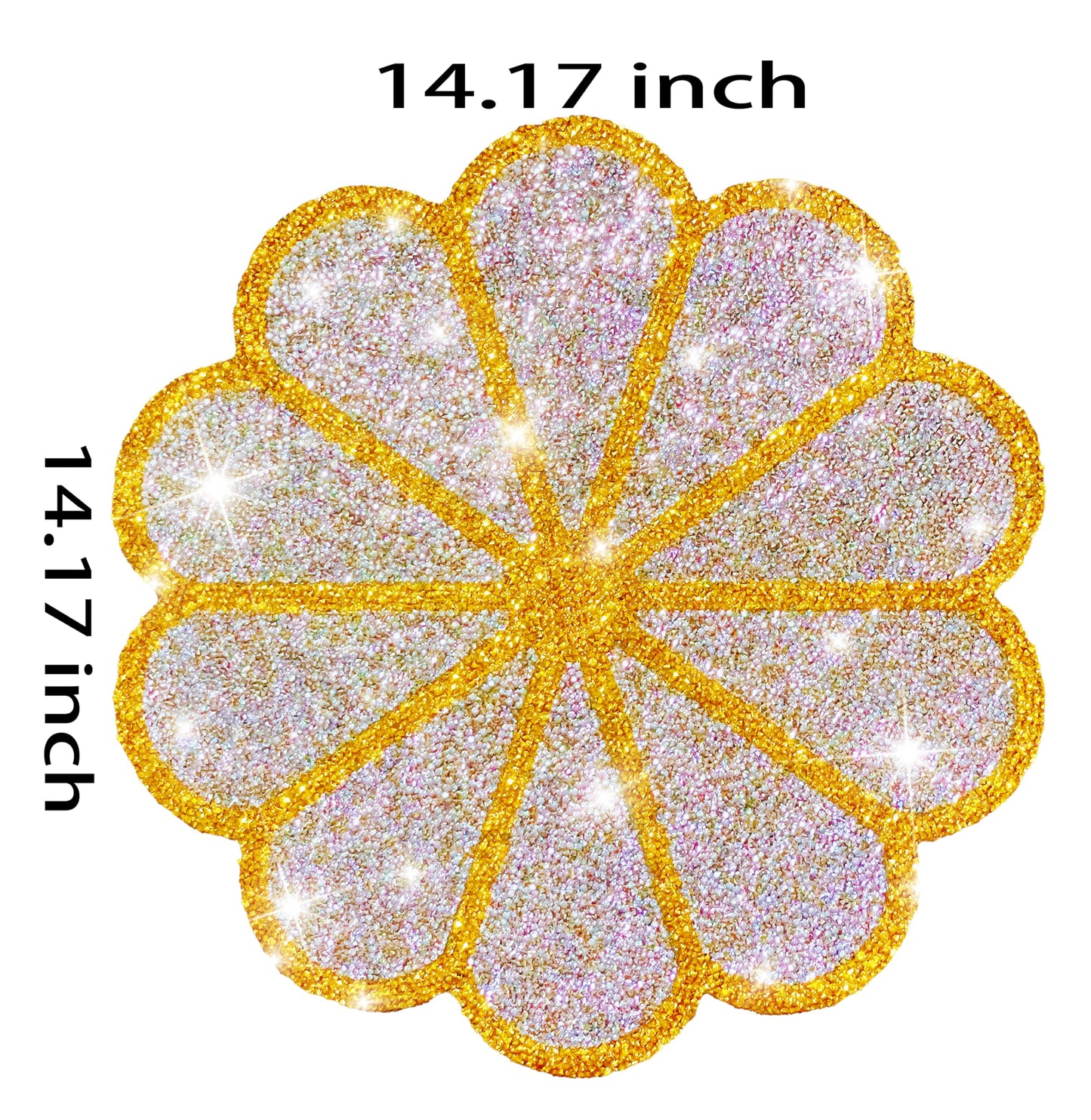 Washable Waterproof Diamond Circle Placemats for Round Tablescape Decor for Dinner and Kitchen Bling Placemats for Weddings & Special Events (Yellow)