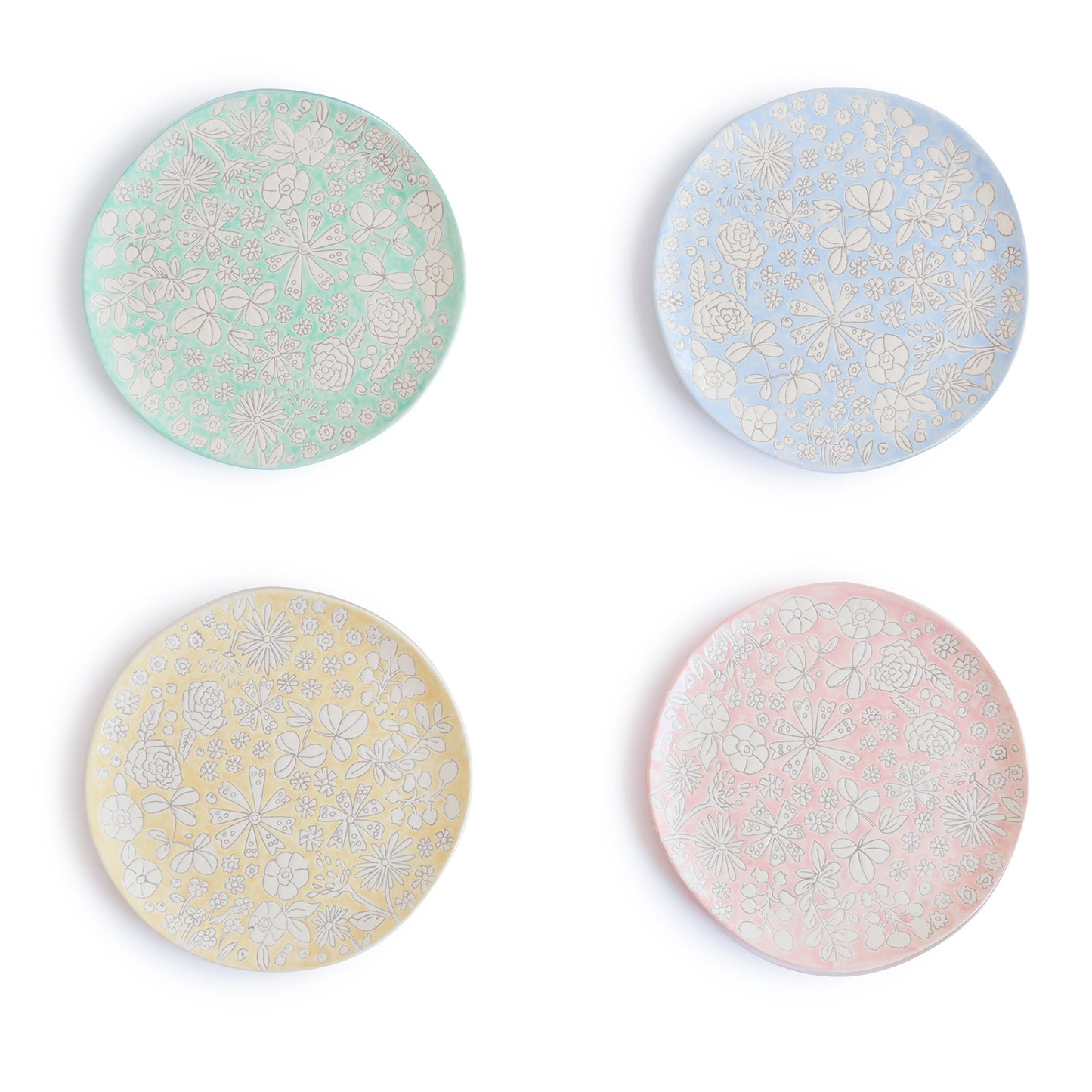 Dorotea Hand Painted Salad Plate, 8-Inch, Set of 4, Assorted -