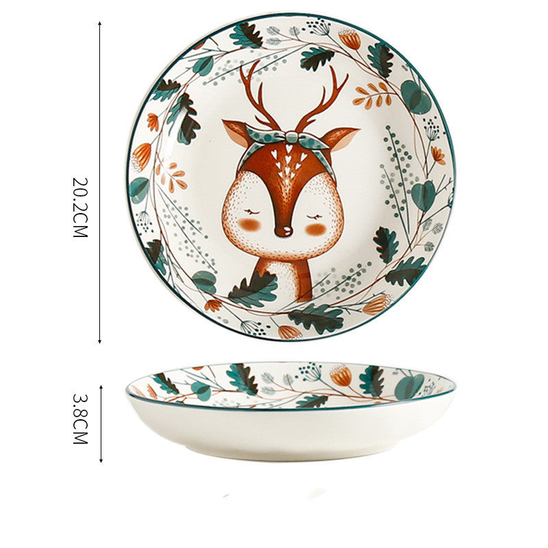 Underglaze Hand Painted Elk Christmas Ceramic Tableware Set