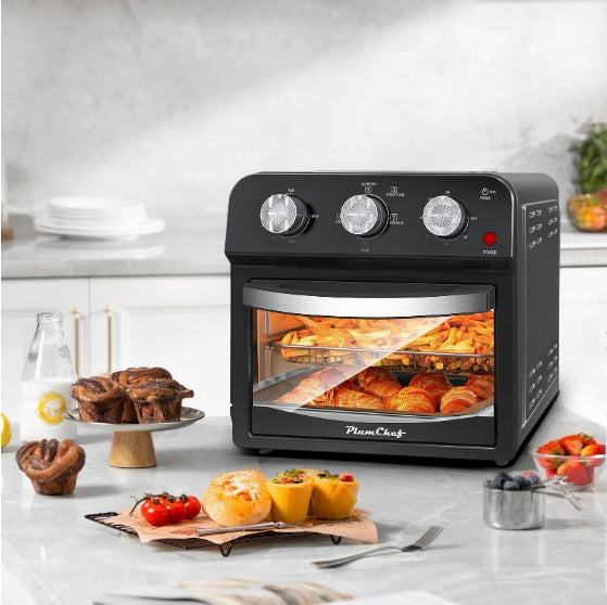 12.5 Qt. Air Fryer With Advanced Multi Function Cooking Grill, Air Fry, Defrost, Bake, Presets For French Fries, Pizza, Chicken, Fish, And Toast, Dual Knob Control