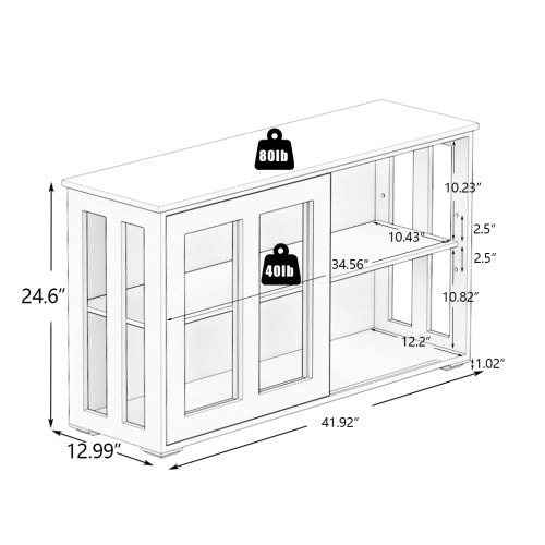Kitchen Storage Cabinet with Glass Door - White