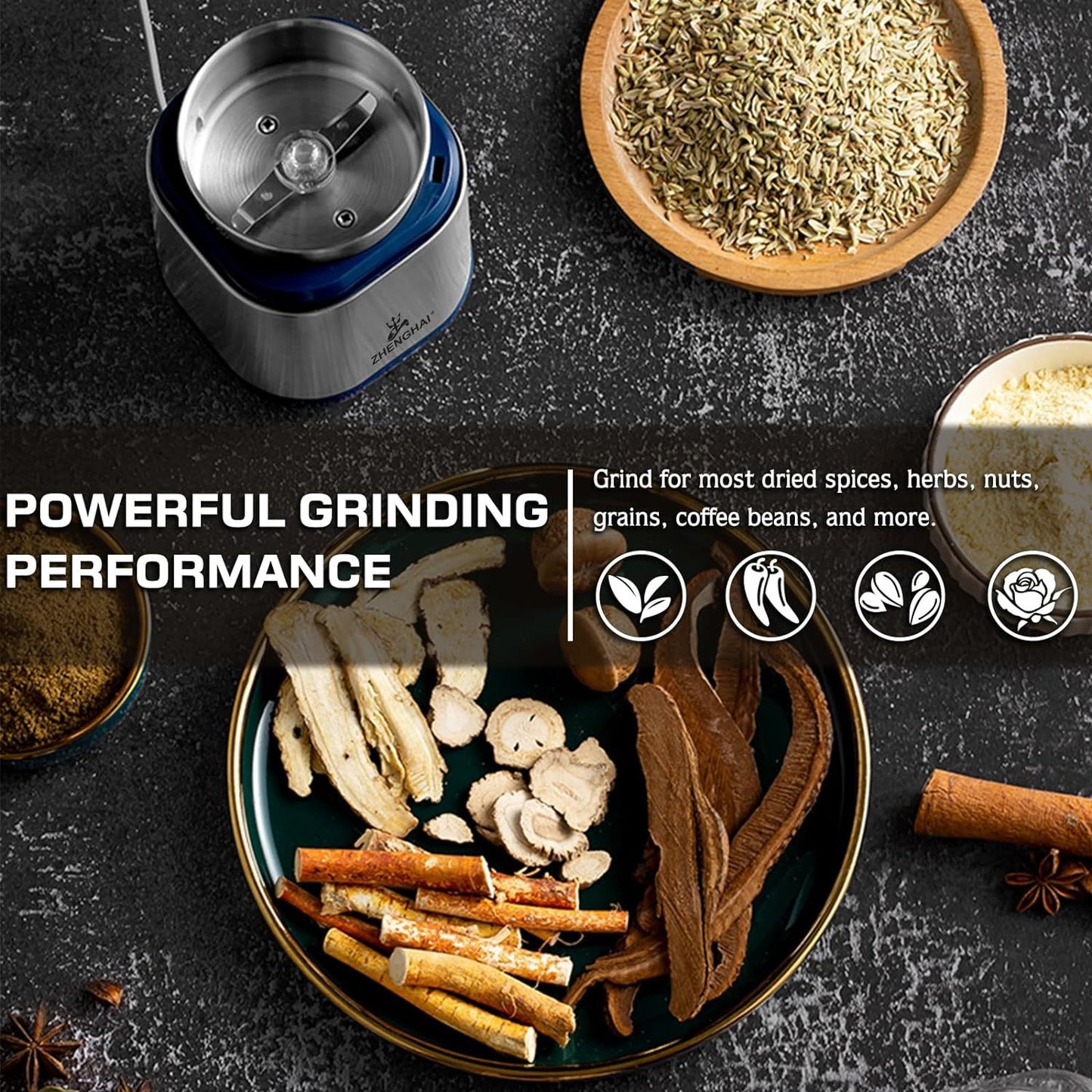 Electric Grinder for Herbs, Spices, Coffee