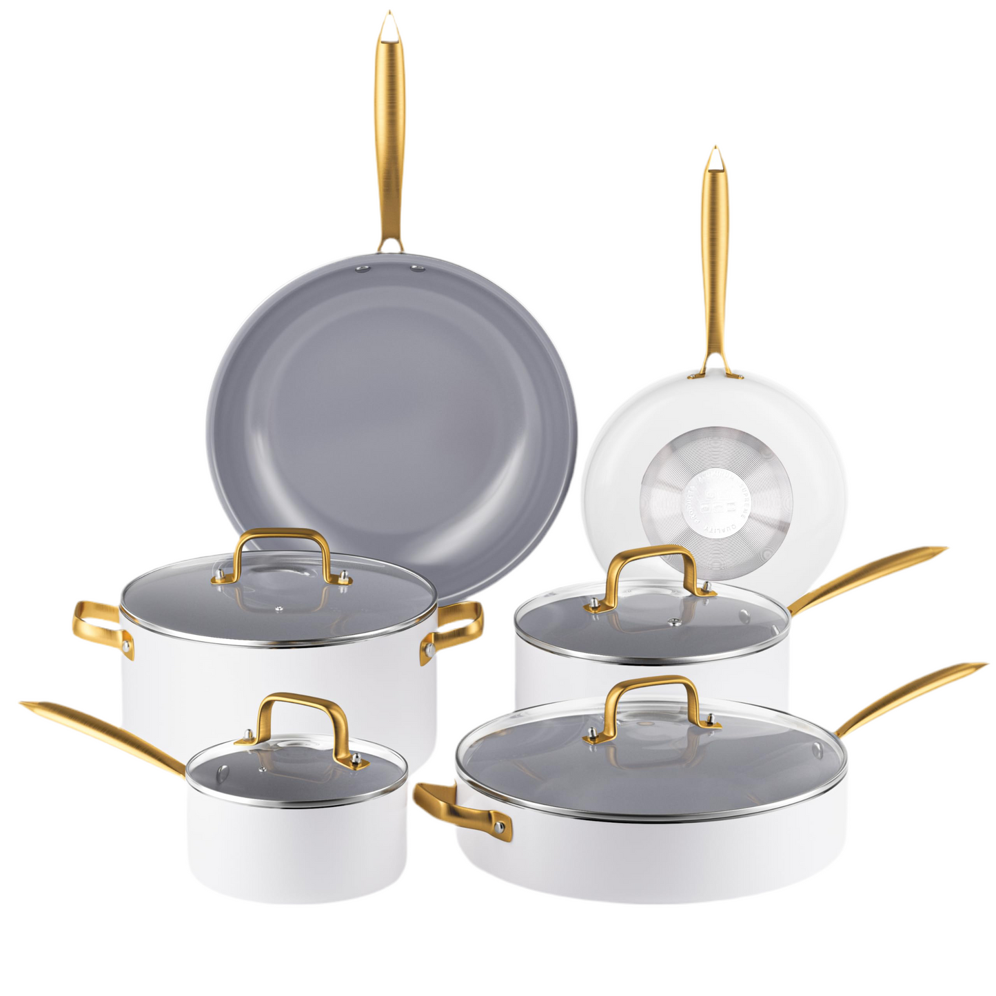 Pots and Pans Set Nonstick - Voniki Non Toxic Ceramic Cookware Set, Kitchen Cookware Sets with Cooking Utensils, Dutch Oven, Saucepan, Sauté Pan, Non Stick Frying Pans for Cooking Pot Set Gift White