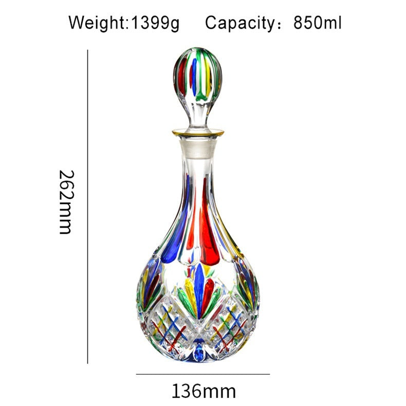Colorful Handpainted Spirits or Wine Decanter Bottle