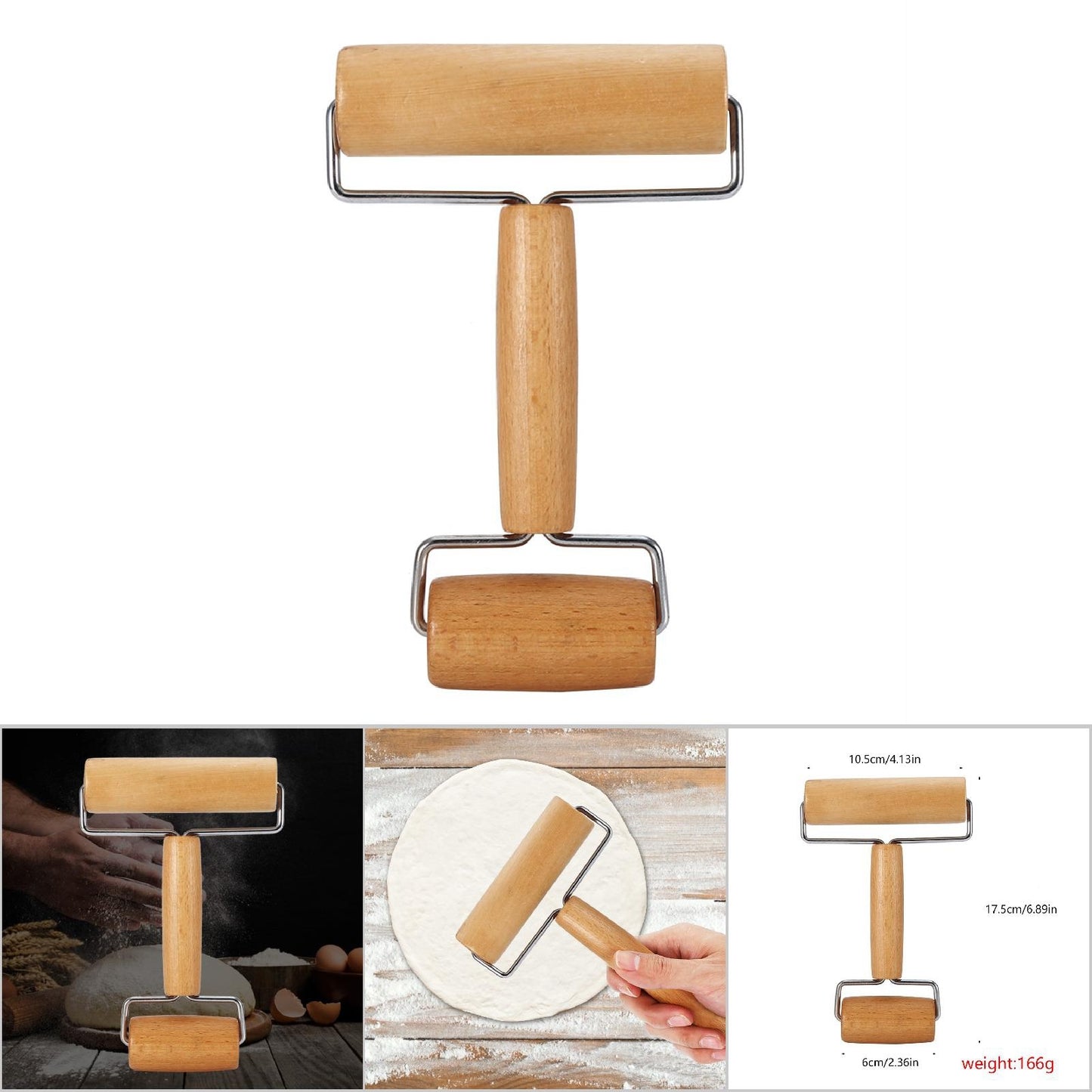 Rolling Pin Pastry and Pizza Baker Roller Wooden Baking Kitchen Utensils