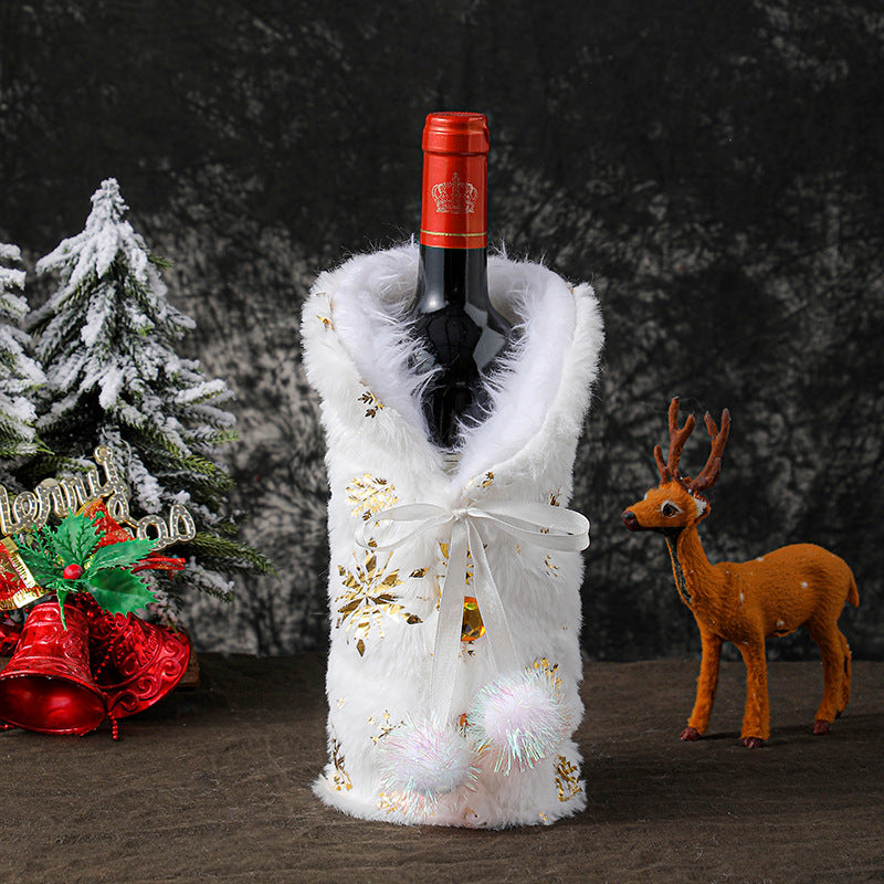 Snowflake Wine Bag in Silver or Gold for Elegant Winter Table Decor or Christmas Wine Gifts