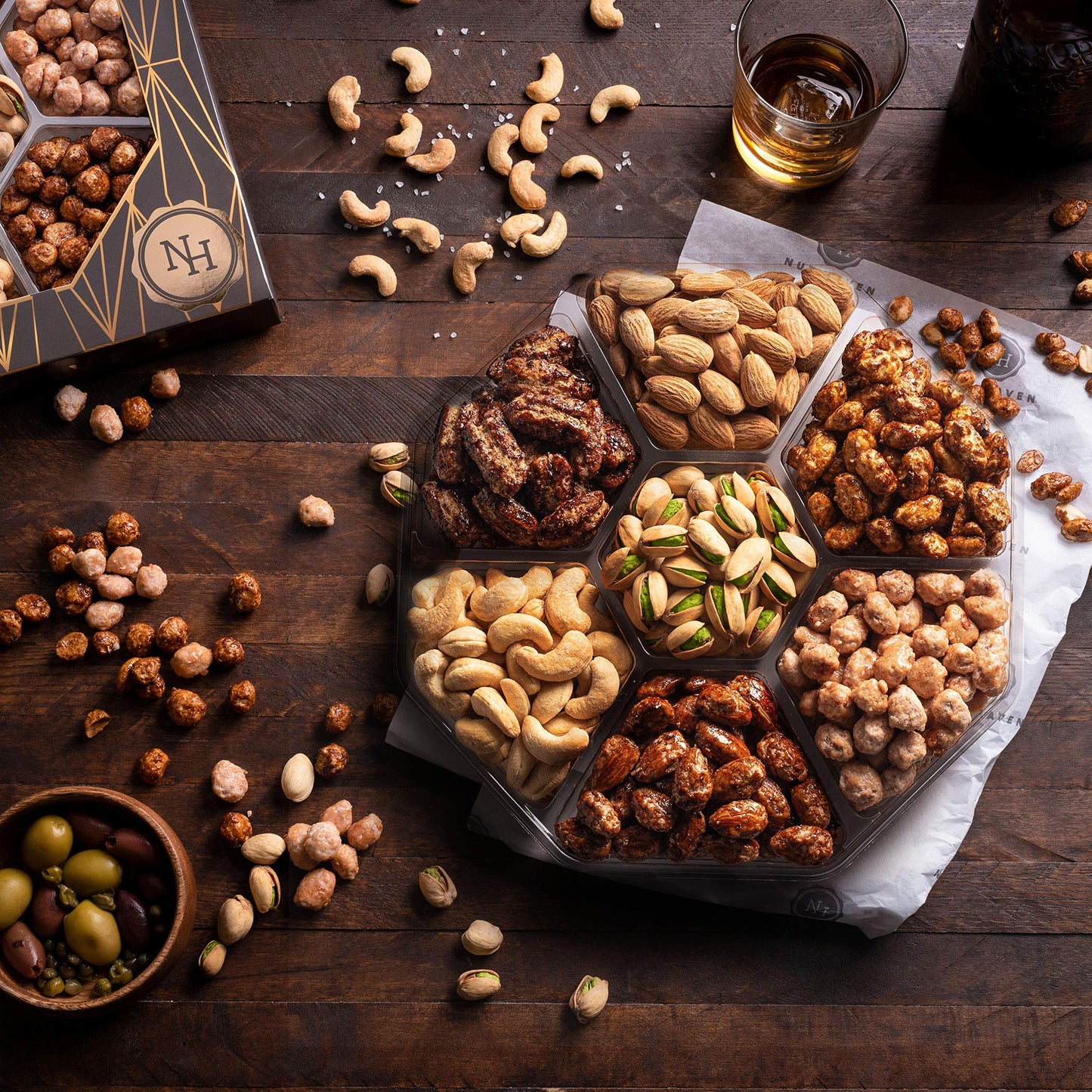 Nut Haven Nuts Gift Basket - Assortment of Sweet and Roasted Salted Gourmet Nuts - Assorted Food Gift Box for Christmas, Thanksgiving, Father’s Day, Mother’s Day, Family, Sympathy