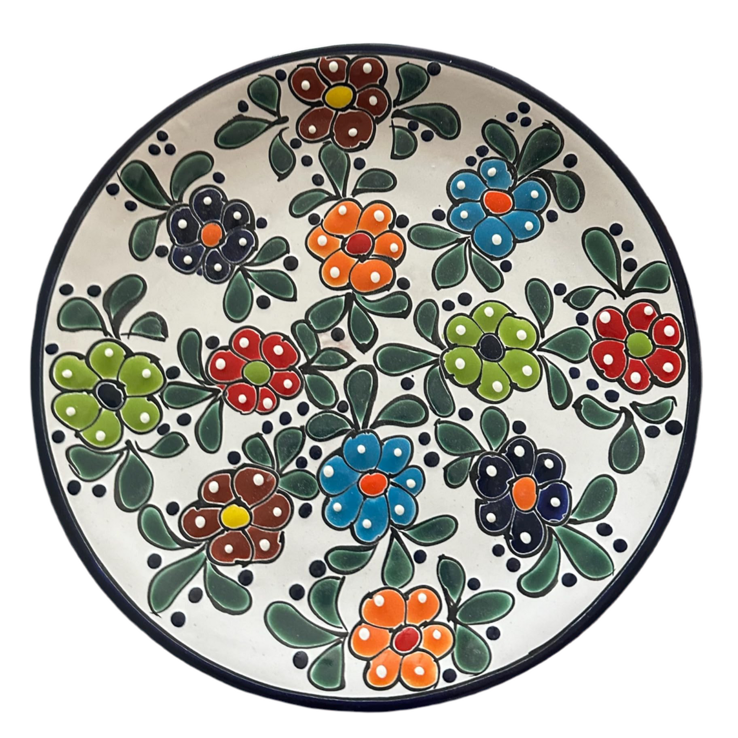 Mix and Match 11 1/2-Inch Talavera Plates - Hand-Painted Mexican Pottery - Choose Your Unique Designs (Flowers)