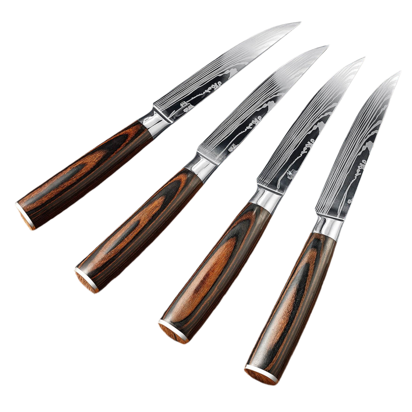 SENKEN 16-Piece Acacia Wood Knife Block Set with Laser Damascus Pattern - Includes Steak Knives, Kitchen Shears, Chef's Knife, Santoku, Cleaver & More