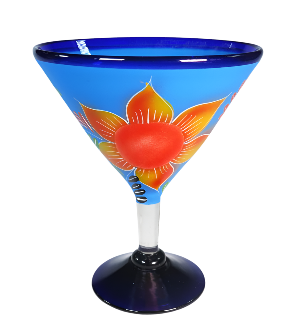 Eye4Art Hand-Blown and Hand-Painted Mexican Margarita Glasses and Pitcher (5-Piece Set)