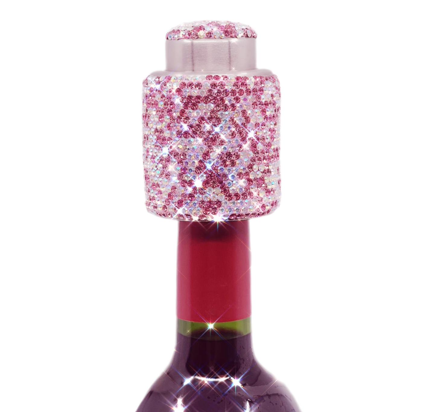 Pink Bling Rhinestone Wine Bottle Stopper – Luxurious Sparkling Wine Saver for White & Red Wine, Perfect Stocking Stuffer & Christmas Gift, Elegant Wine Accessory by TISHAA (Pink Long)