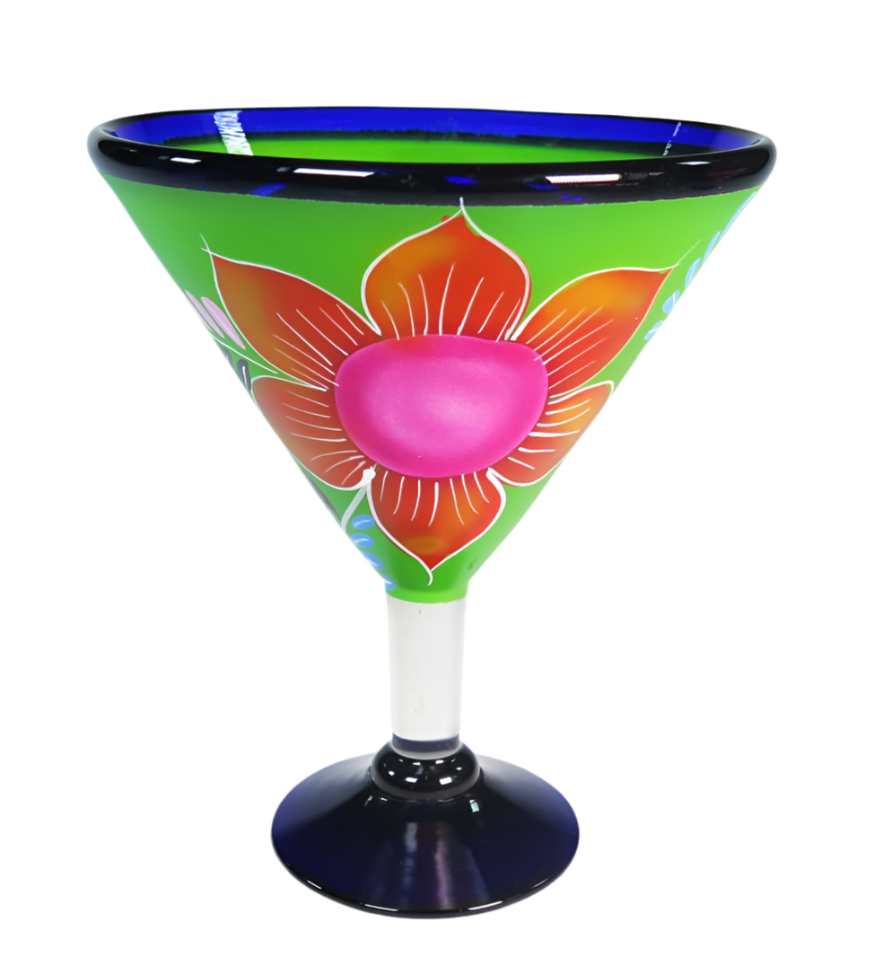 Eye4Art Hand-Blown and Hand-Painted Mexican Margarita Glasses and Pitcher (5-Piece Set)