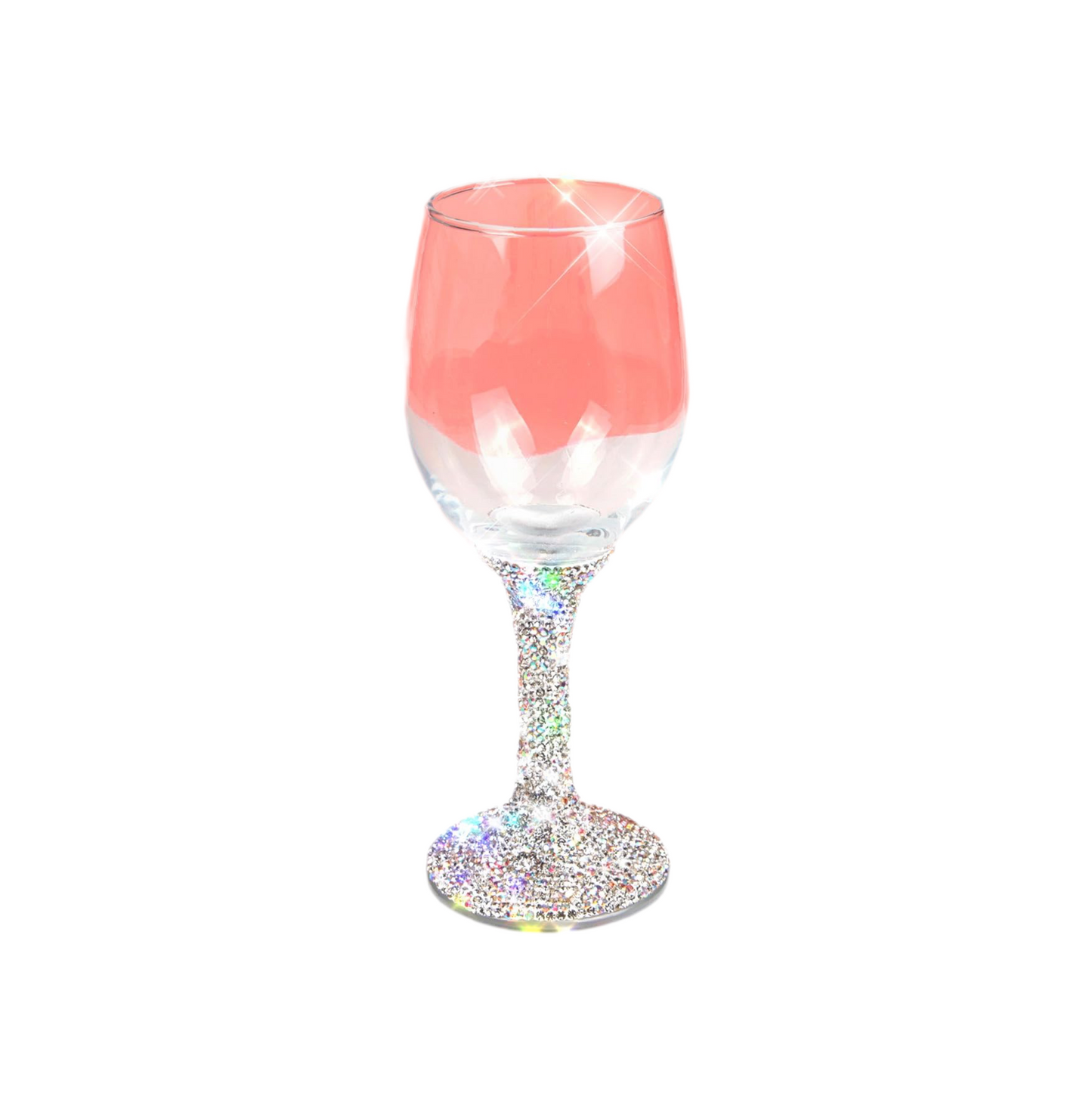 TISHAA Bling Wine Glass All Purpose, Bedazzled Rhinestone Diamond Wine Glasses, Dazzling Glam Decor Red and White Wine Glasses for Wedding Christmas Thanksgiving, (White)
