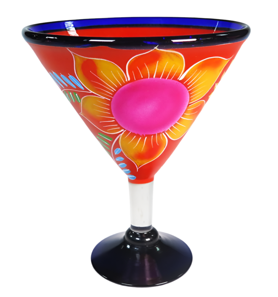 Eye4Art Hand-Blown and Hand-Painted Mexican Margarita Glasses and Pitcher (5-Piece Set)