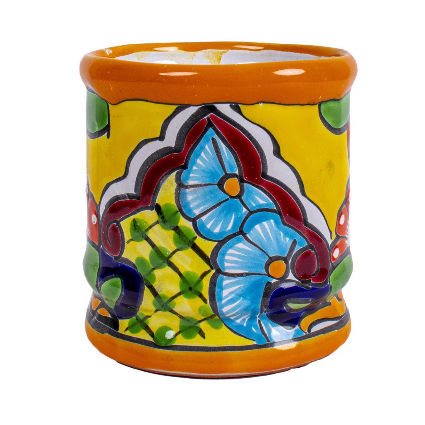 Handmade Mexican Talavera Ceramic Utensil Holder (Yellow)