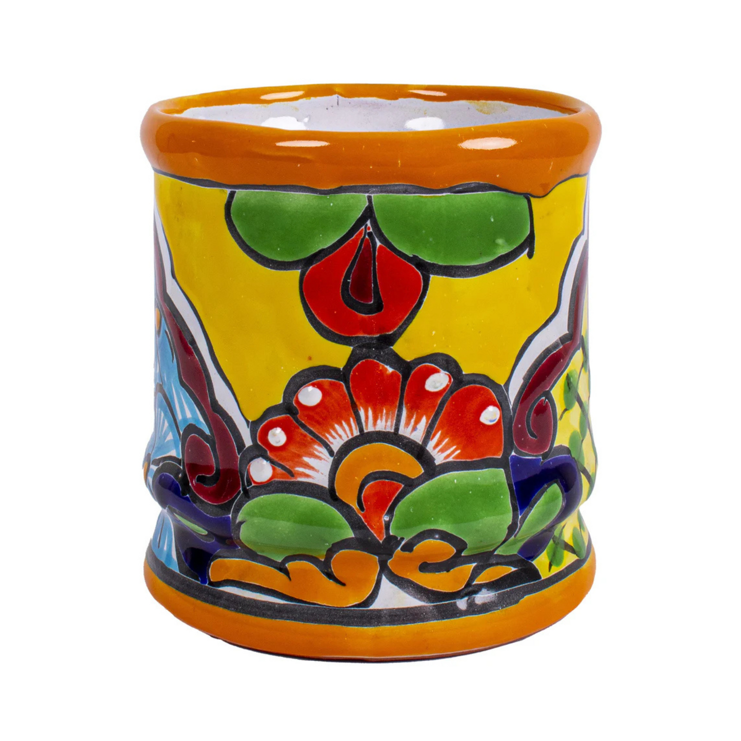 Handmade Mexican Talavera Ceramic Utensil Holder (Yellow)