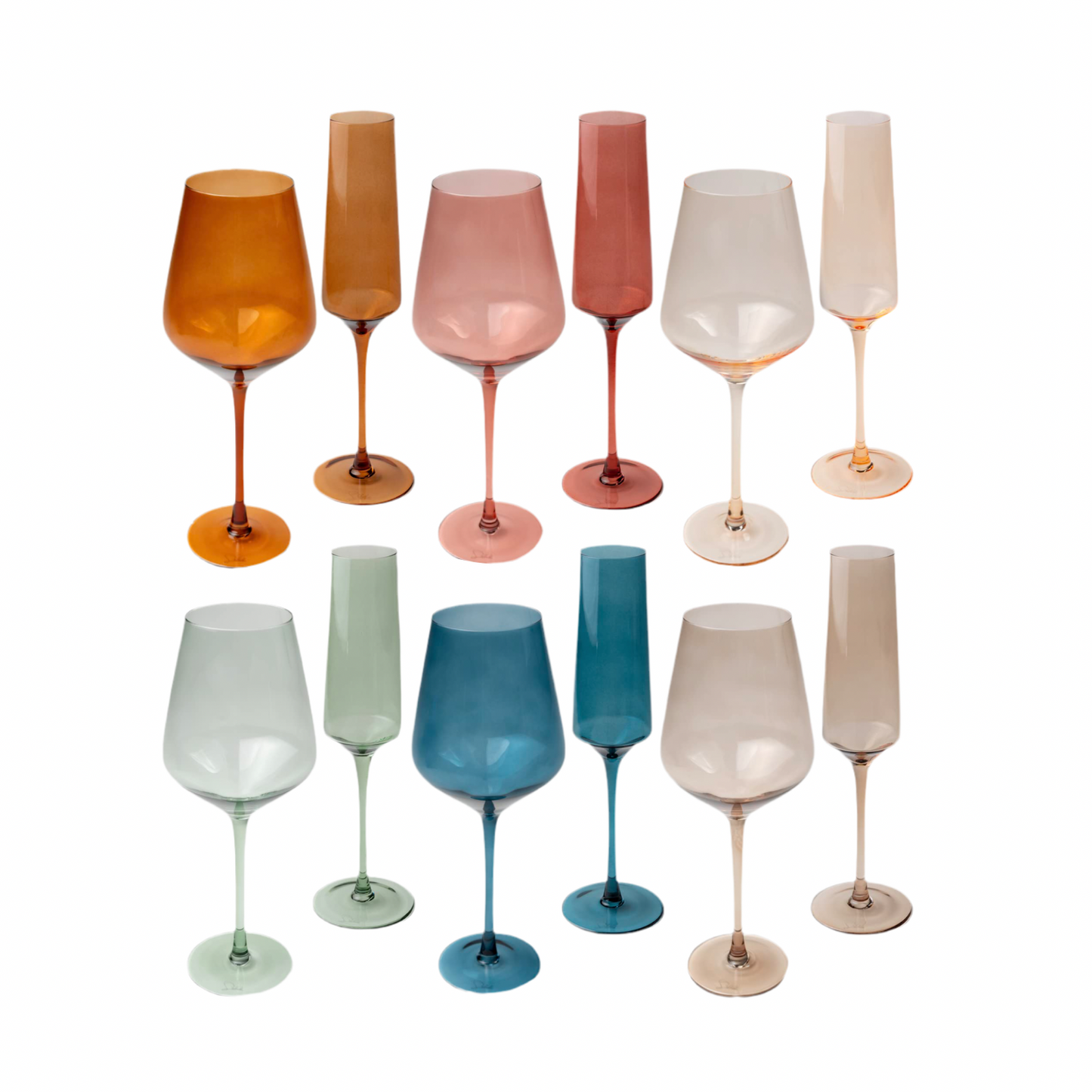 Saludi Colored Wine Glasses & Matching Champagne Flutes (as featured on Bachelor in Paradise)