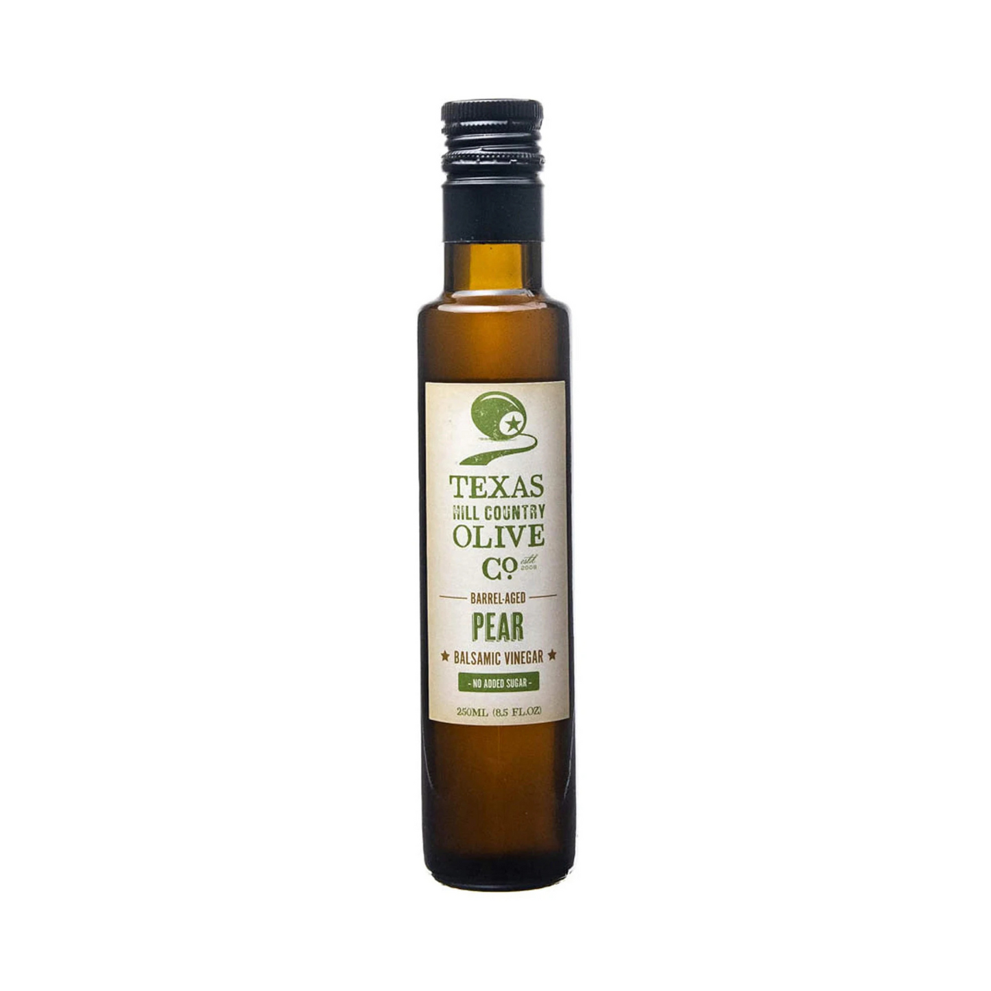 Pear Balsamic Vinegar - Gourmet Barrel Aged Infused Balsamic Vinegar - Great for Dressing Dipping Glazing - No Artificial Flavors or Added Sugar - Made in Texas (8.5 oz)