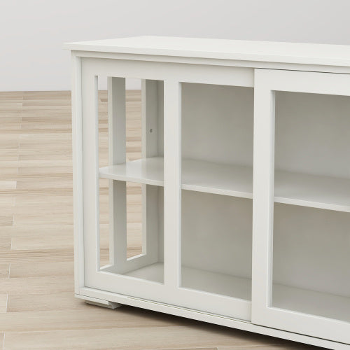 Kitchen Storage Cabinet with Glass Door - White