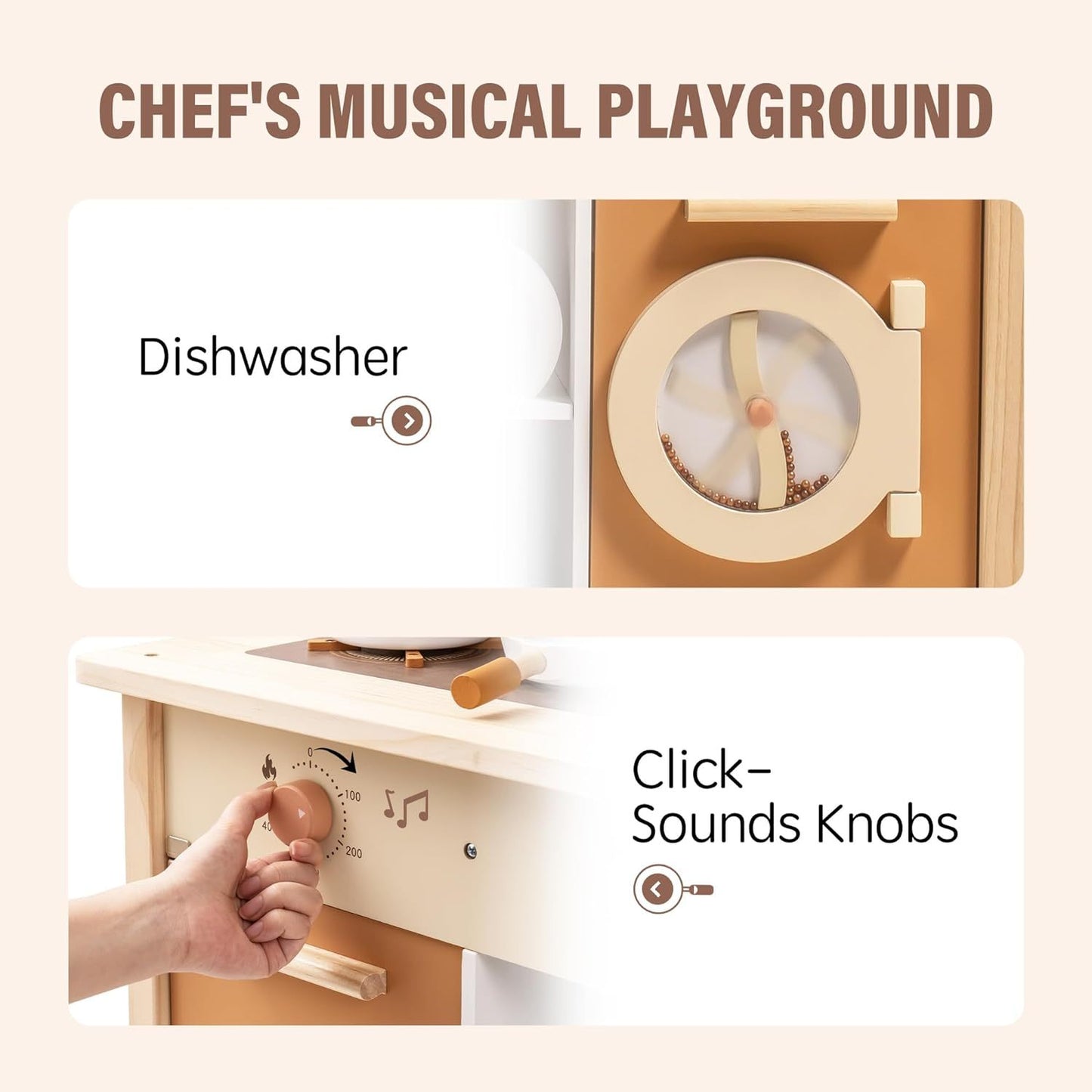 Large Wooden Kitchen Playset for Kids with Pretend Cooking Accessories
